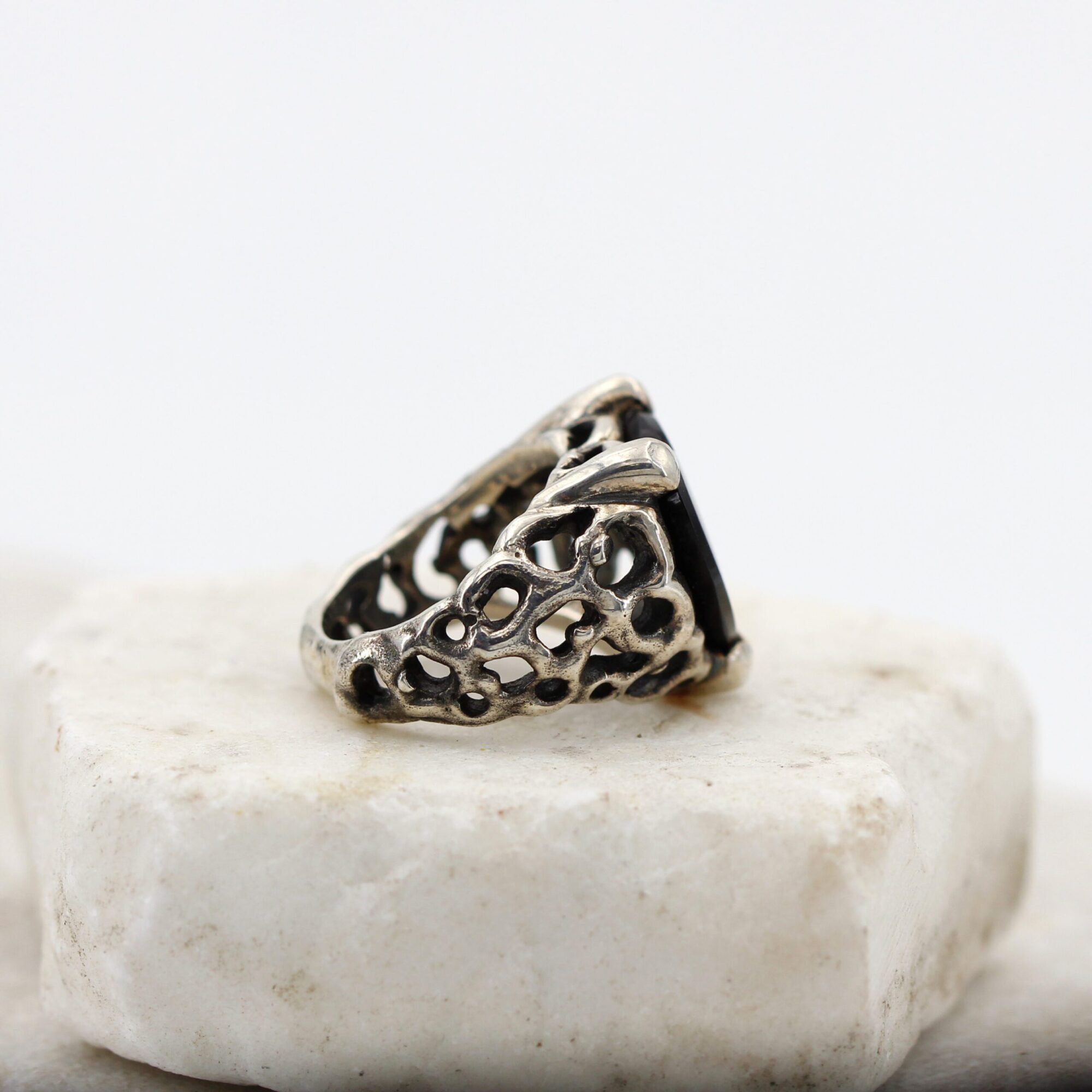 Anna Gioielli Marte Anello Argento Onice Nero Cuore