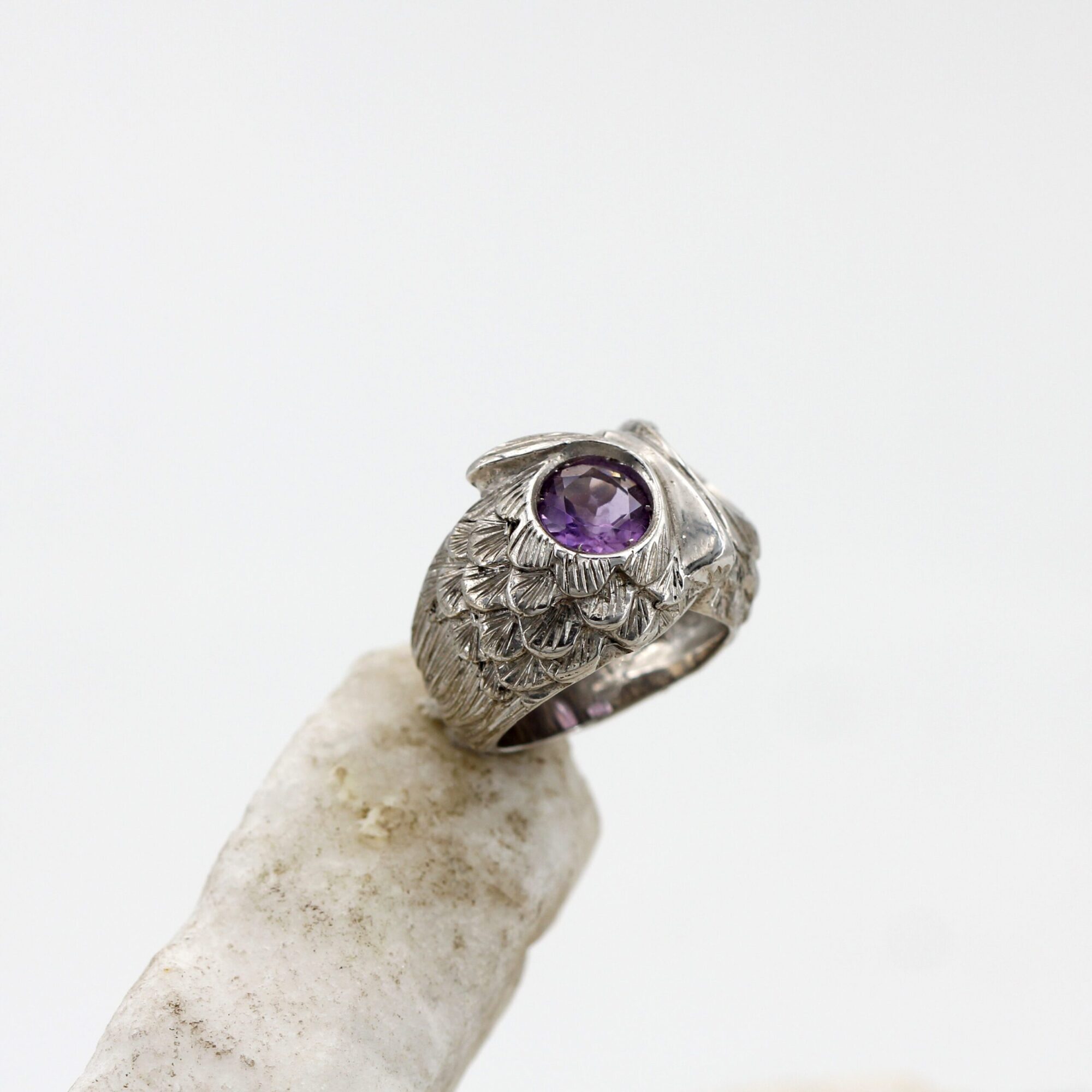 Anna Gioielli Anelli Owl Ring Argento Gufo Ametista