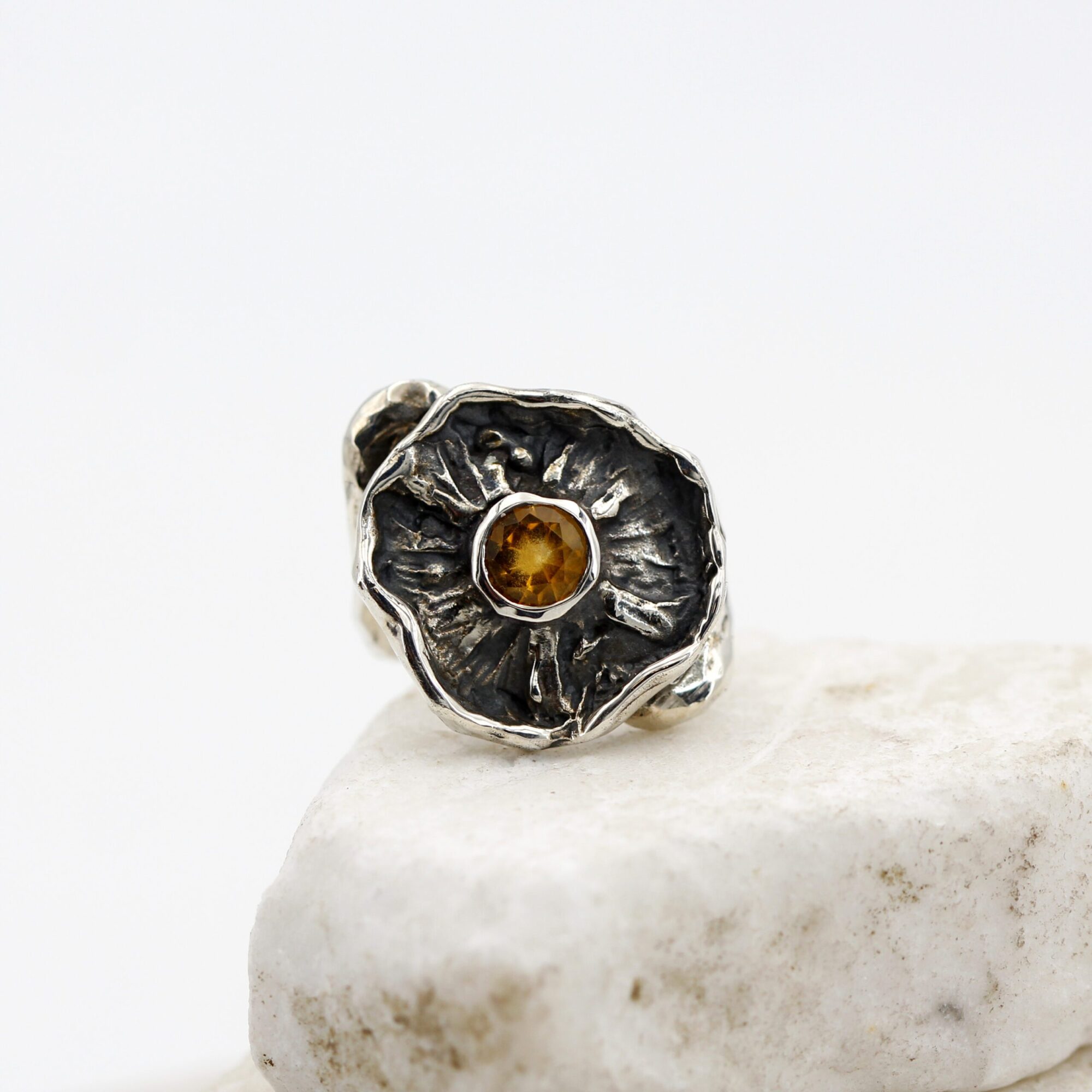 Anna Gioielli Winter Flower Anello Argento Quarzo Citrino