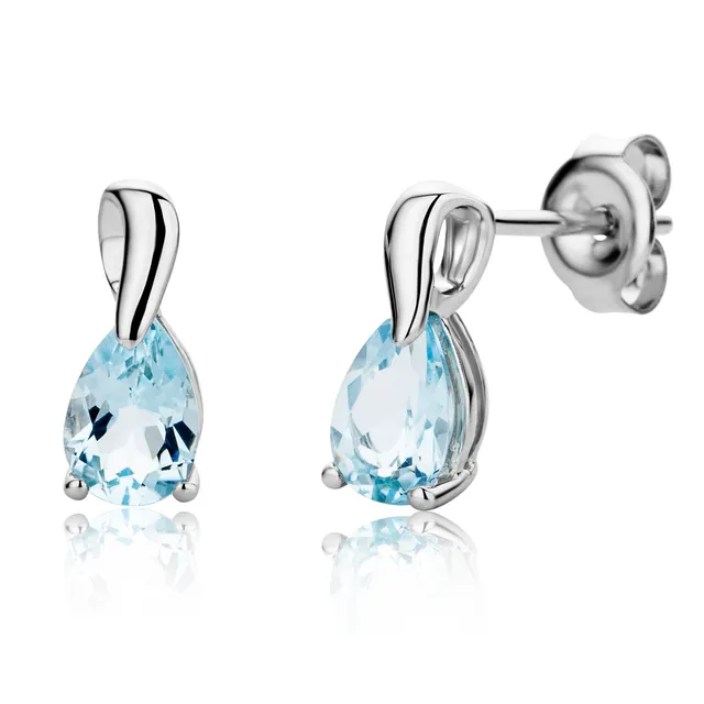 MIORE Orecchini Oro Bianco 375 Topazio Blu