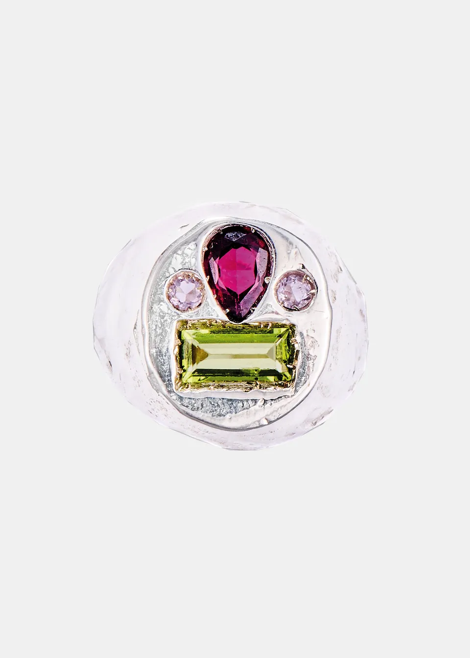 Voodoo Jewels Bold Shapes Naica Ring anello granato argento