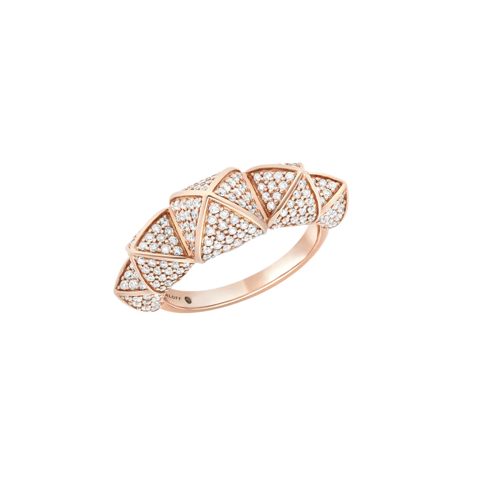 Korloff Korlove anello 5 cuori oro rosa diamanti 52