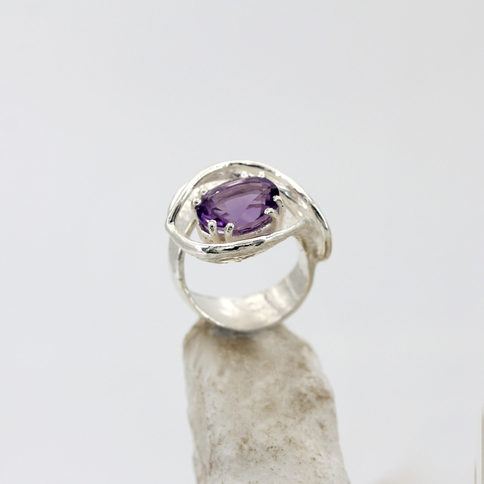 Anna Gioielli Anelli anello argento ametista castone nido regolabile