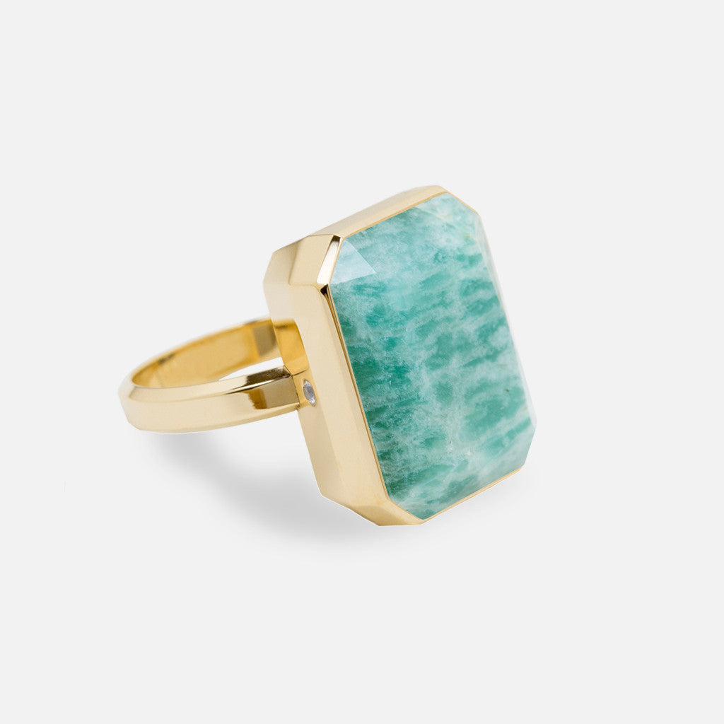 Ringly Luxe High Tide Anello Amazonite oro misura 7