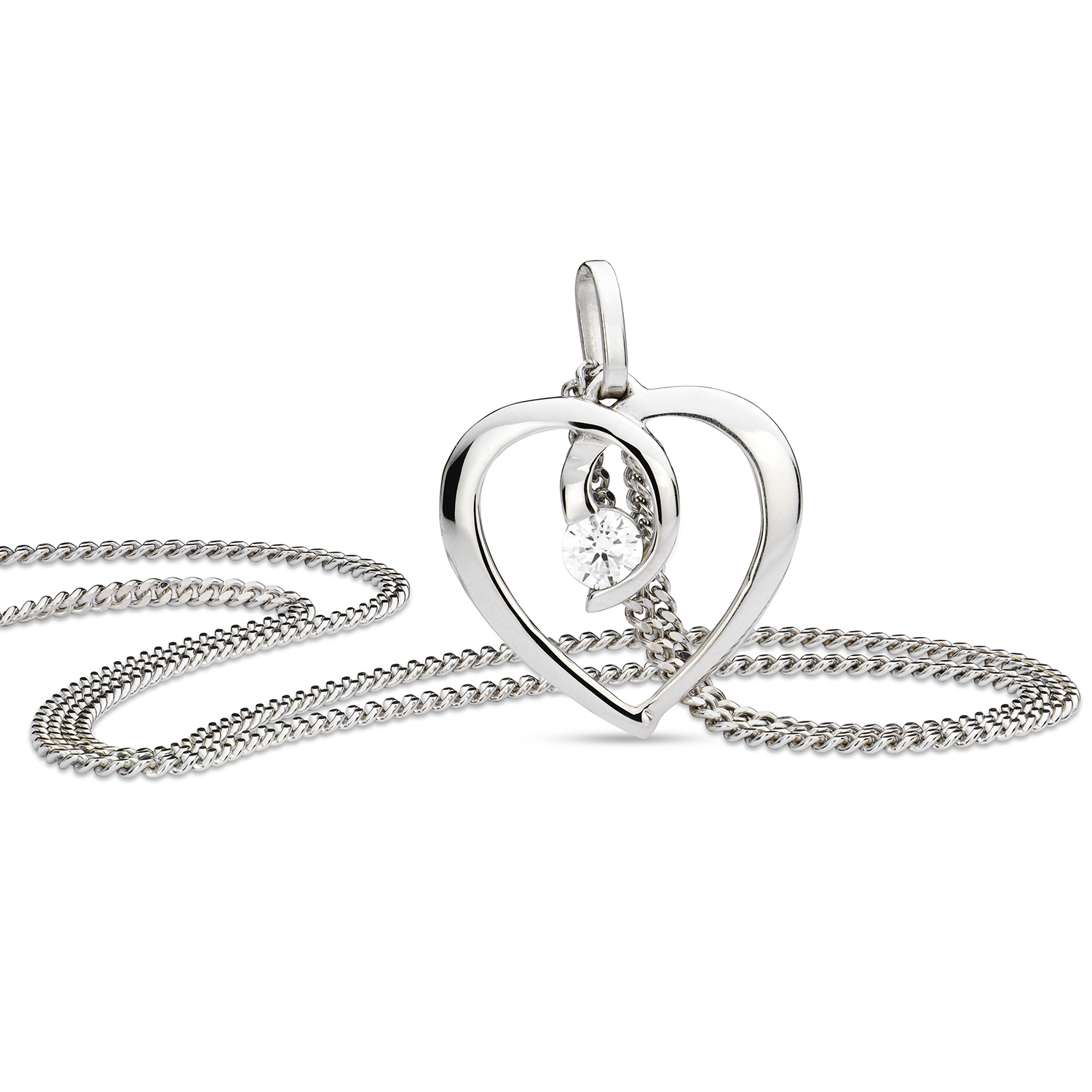 Miore Necklace collana oro bianco 9kt zirconia cubica