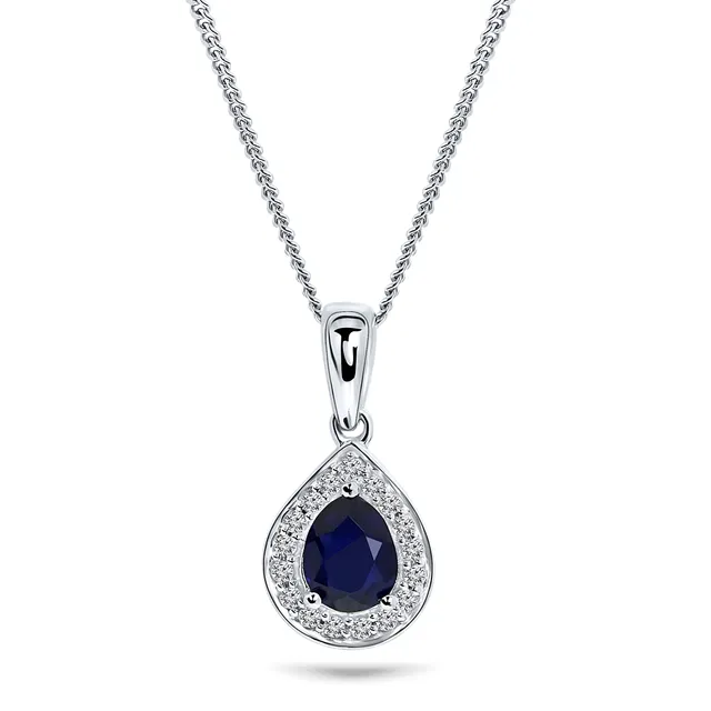 Miore Necklace Collana Oro Bianco 9Kt Zaffiro