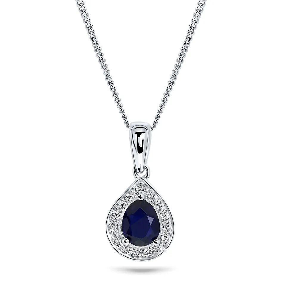 Miore Necklace Collana Oro Bianco 9Kt Zaffiro