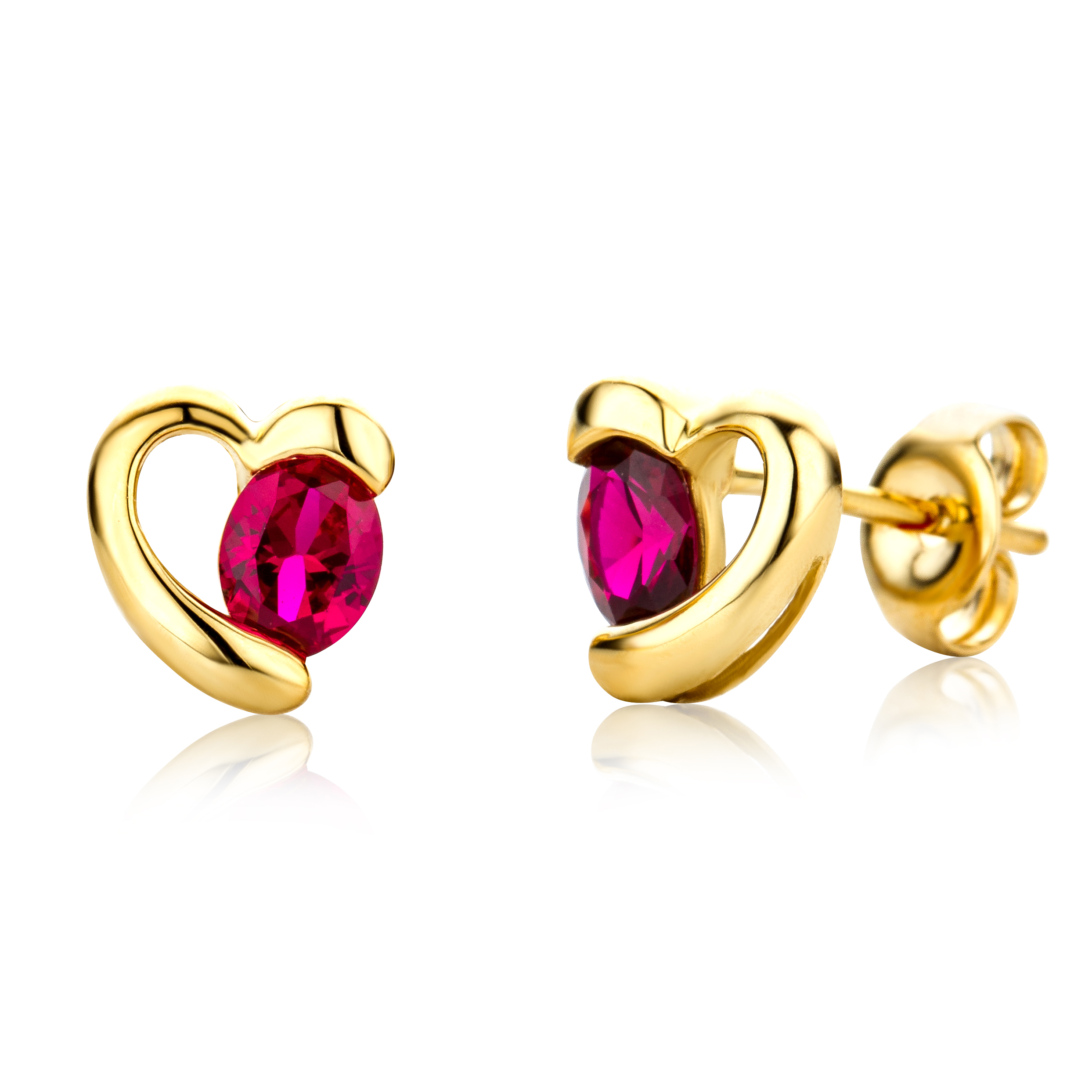 Miore Earrings Orecchini Oro Giallo 9Kt Rubino Creato