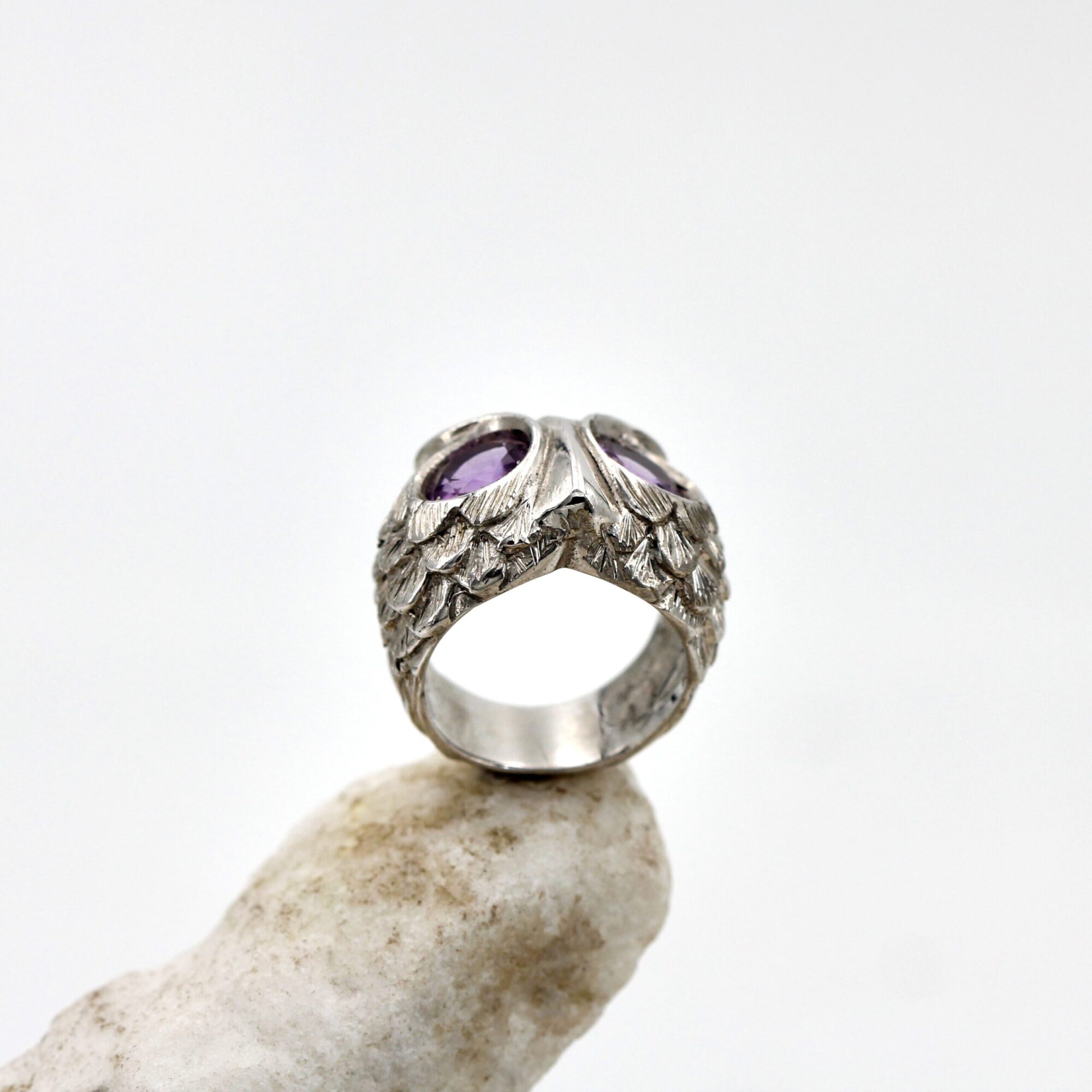 Anna Gioielli Anelli Owl Ring Argento Gufo Ametista