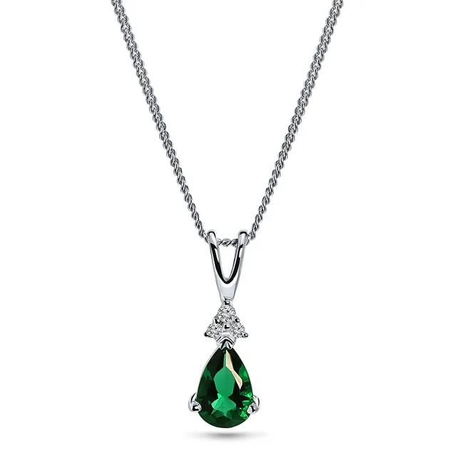 Miore Necklace Collana in Oro Bianco 9kt Smeraldo Creato