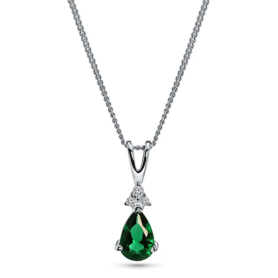 Miore Necklace Collana in Oro Bianco 9kt Smeraldo Creato