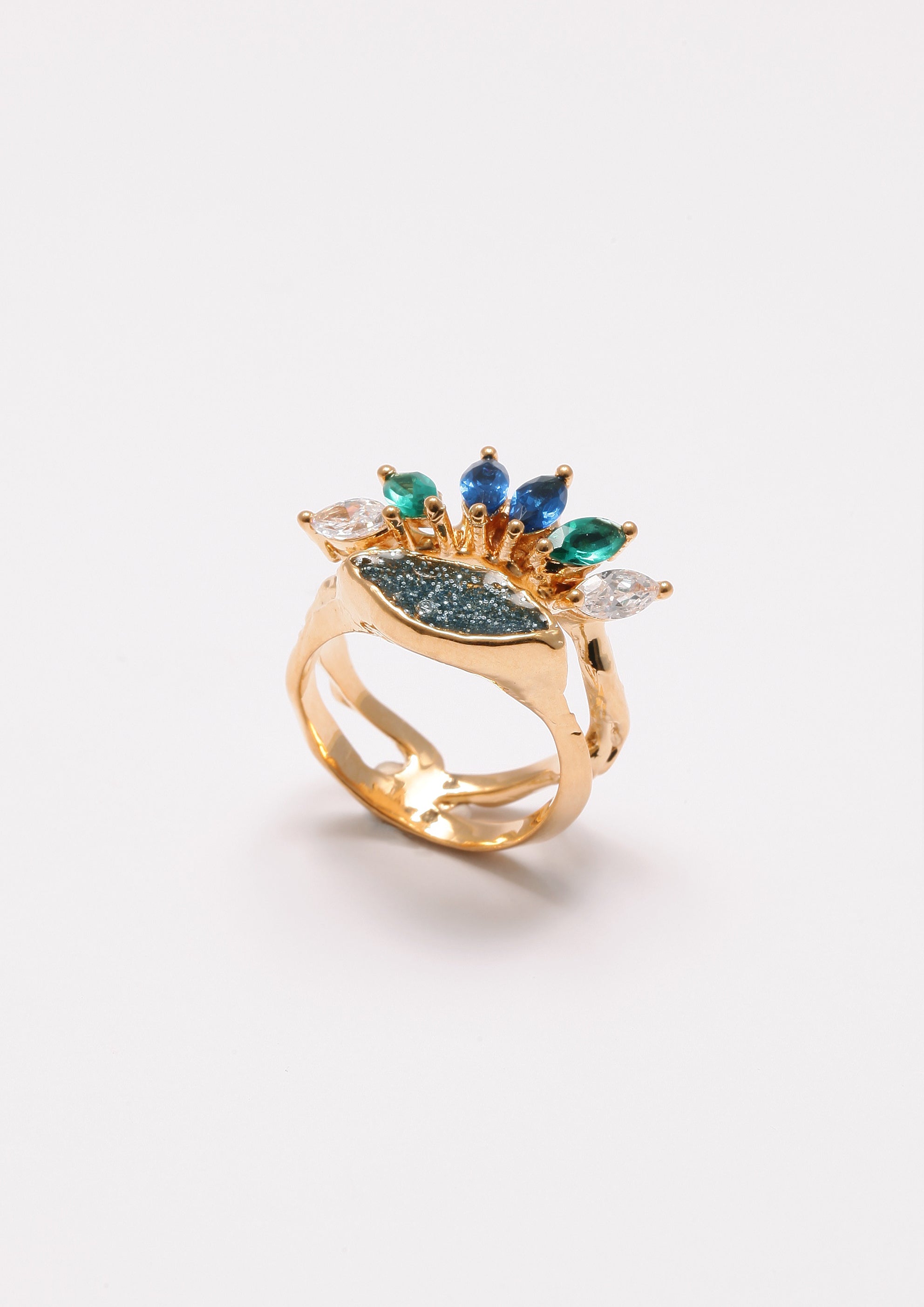 Voodoo Jewels Bold Shapes Grey Altea anello bronzo oro navette