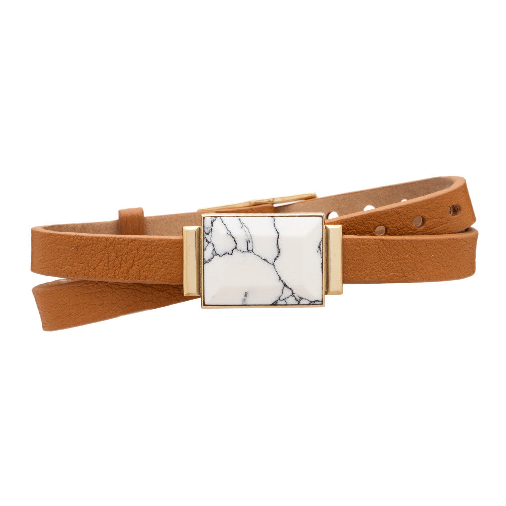 Ringly GO Straps Cinturino Saddle Brown Double Wrap pelle
