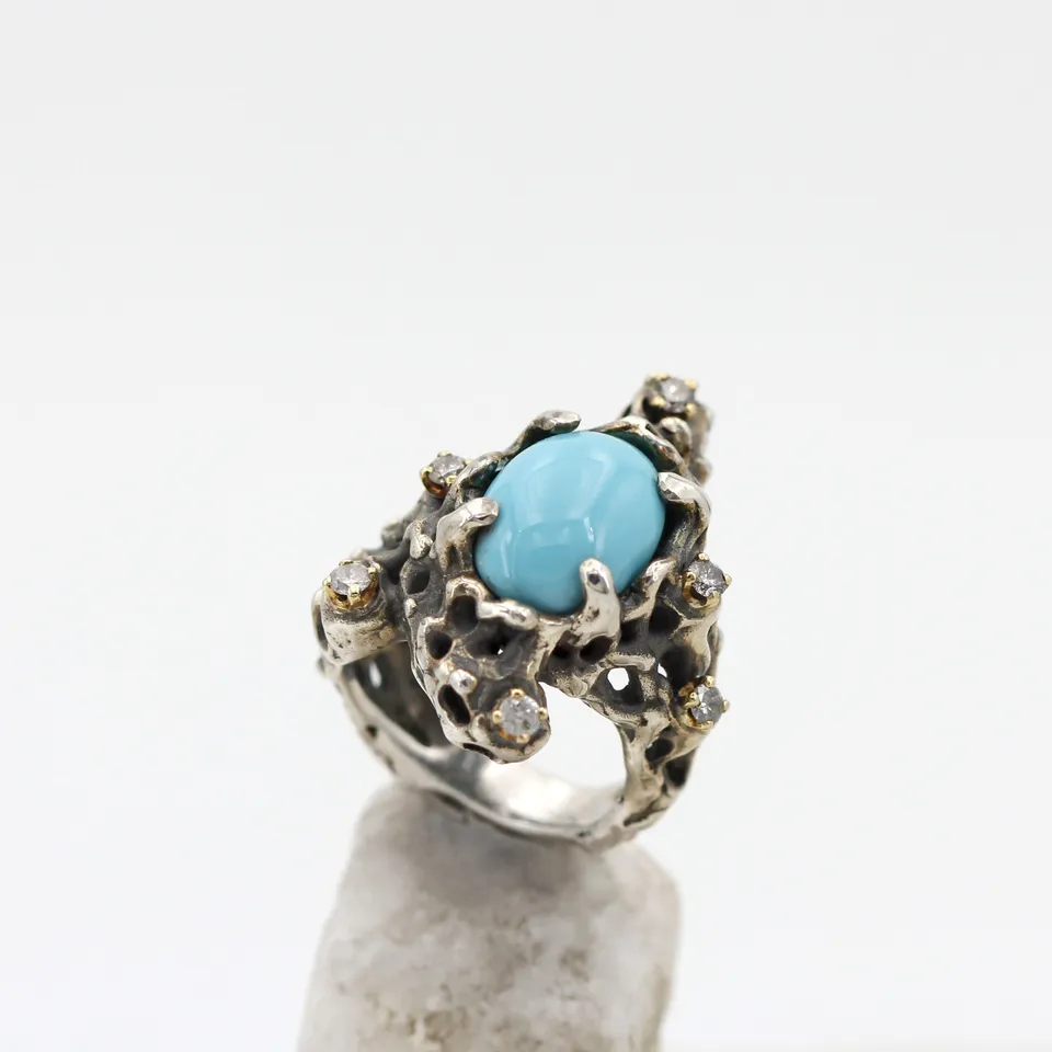 Anna Gioielli Jolly Jewels anello turchese diamanti grey oro