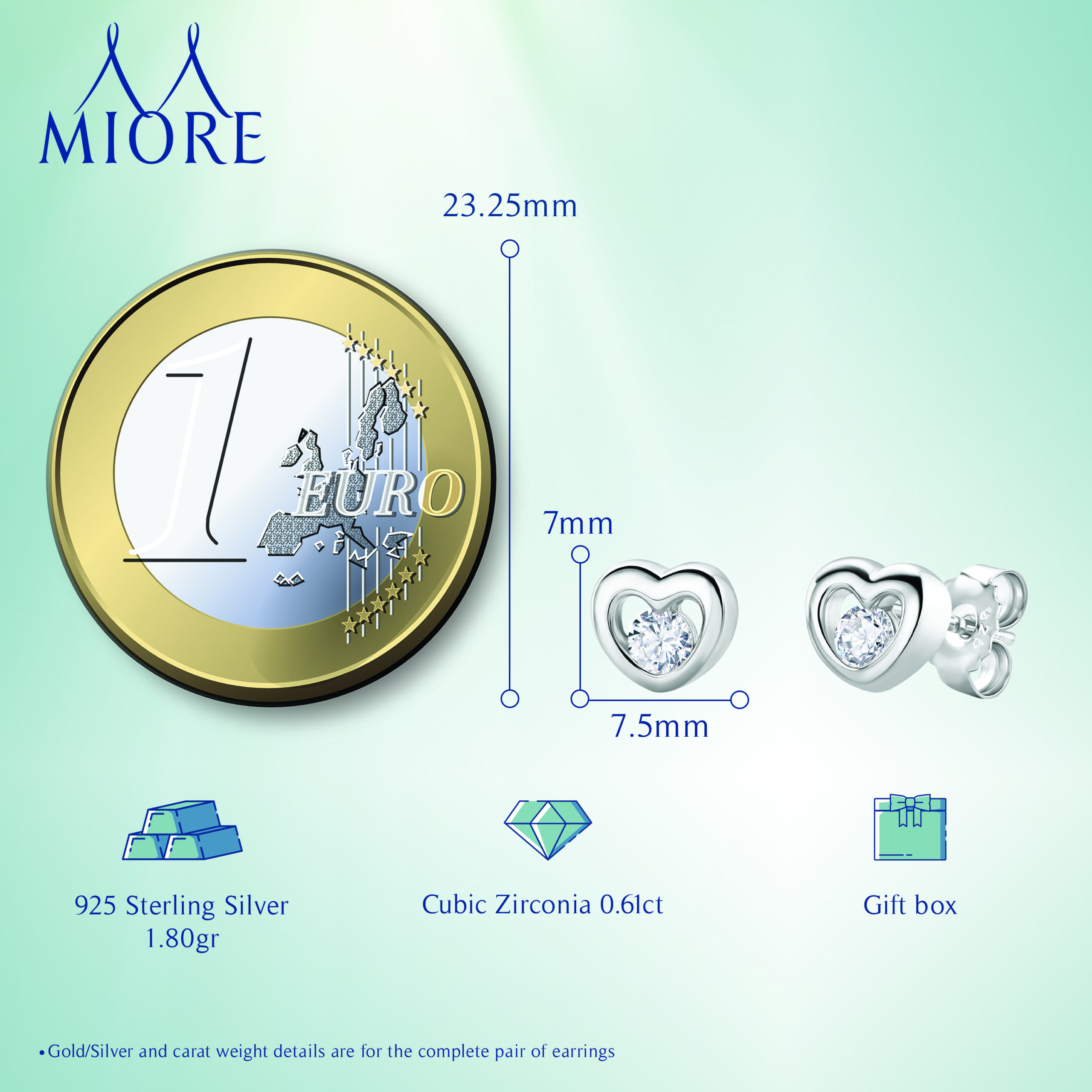 Miore Orecchini Argento 925 Zirconia Bianca