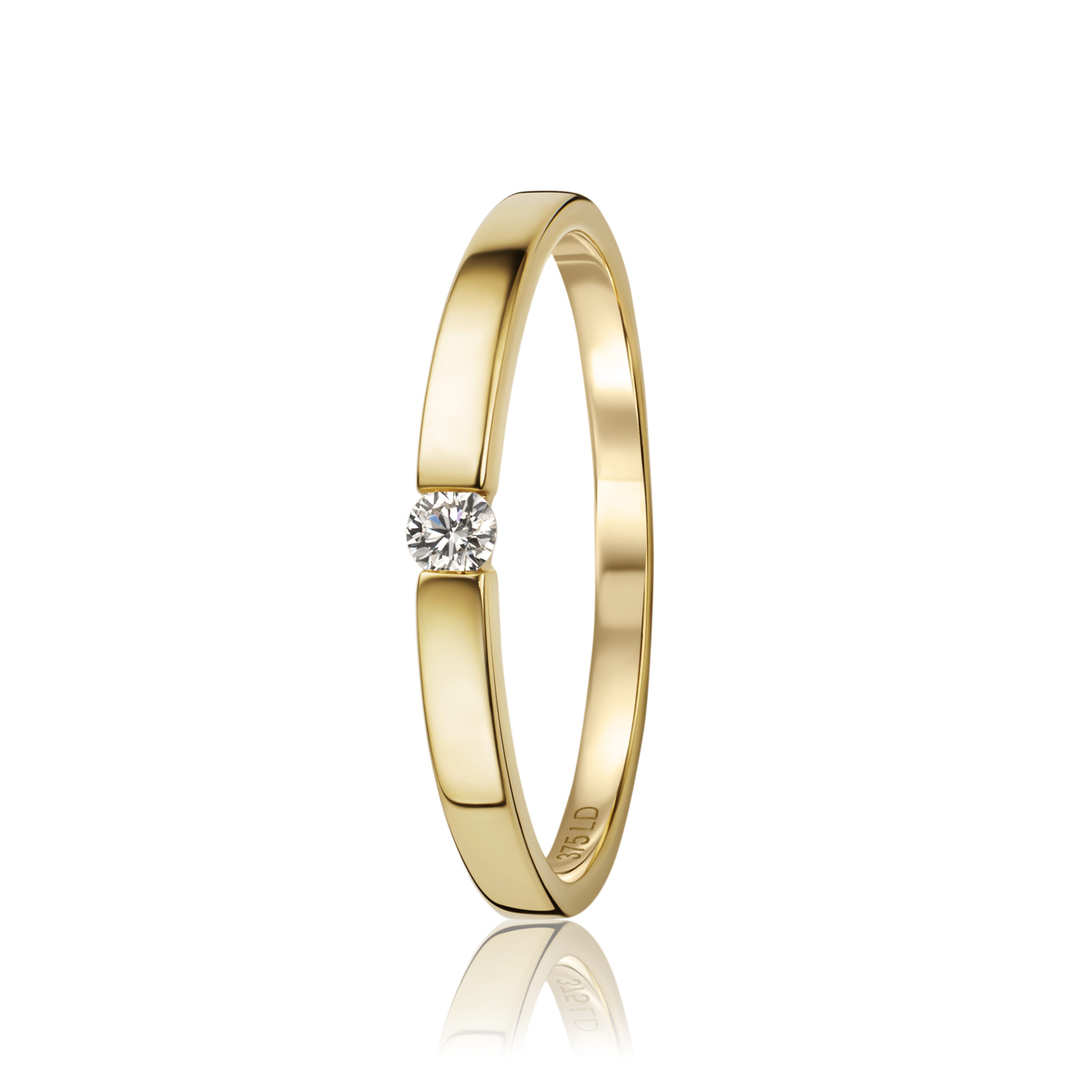 Miore Anello Oro Giallo 9Kt 375 Donna Senza Pietre