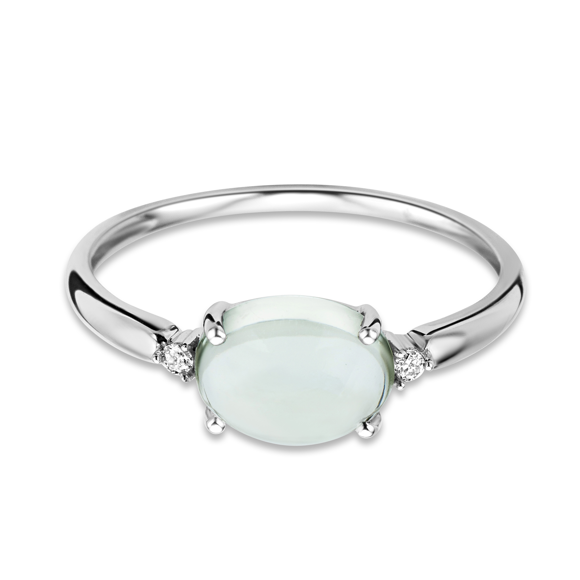 Miore Anello Oro Bianco 9kt Ametista Verde