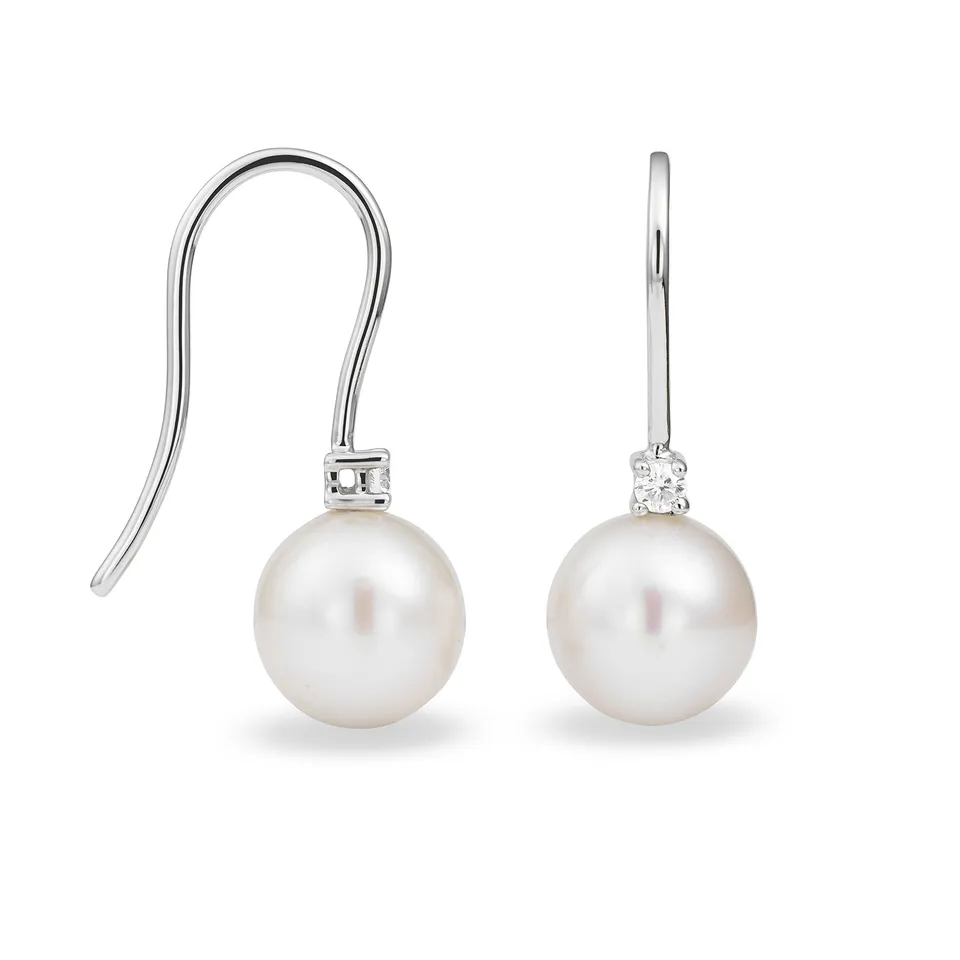 Miore Earrings Orecchini oro bianco 14kt perla coltivata