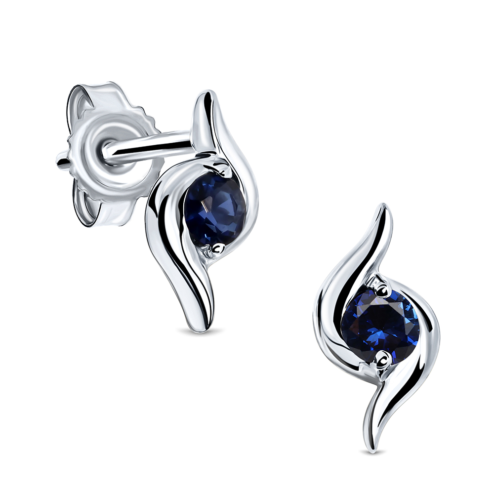 Miore Earrings 9KT Orecchini Oro Bianco Zaffiro Creato