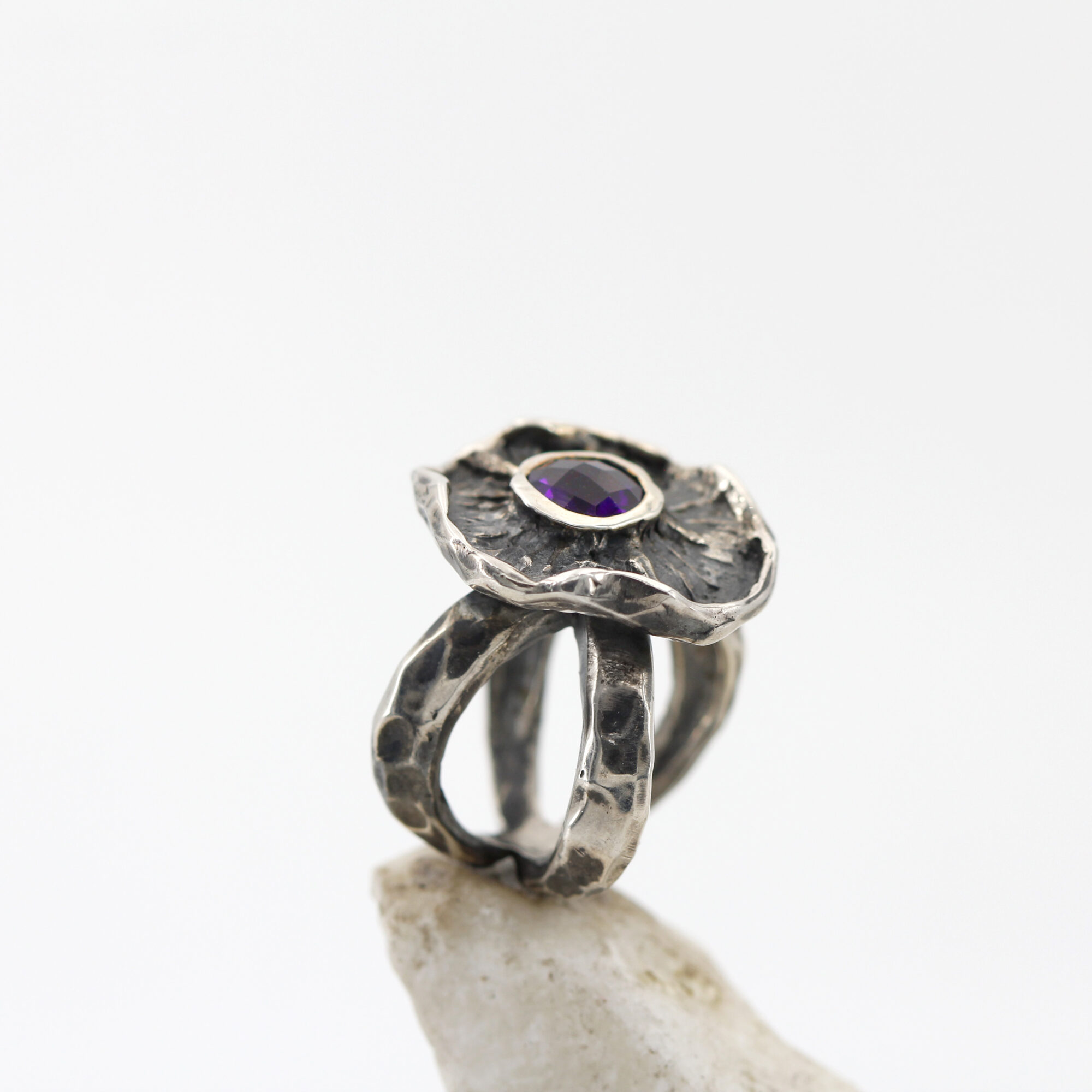 Anna Gioielli Winter Flower anello argento ametista 21 mm