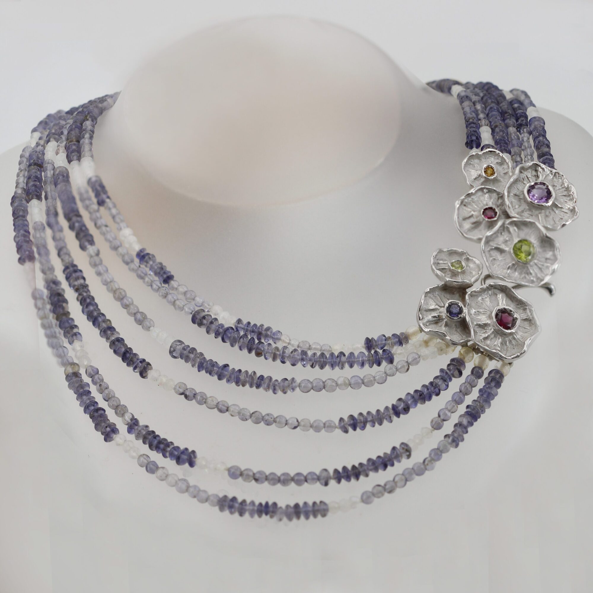 Anna Gioielli Winter Flower Collana argento iolite 6 fili 52 cm