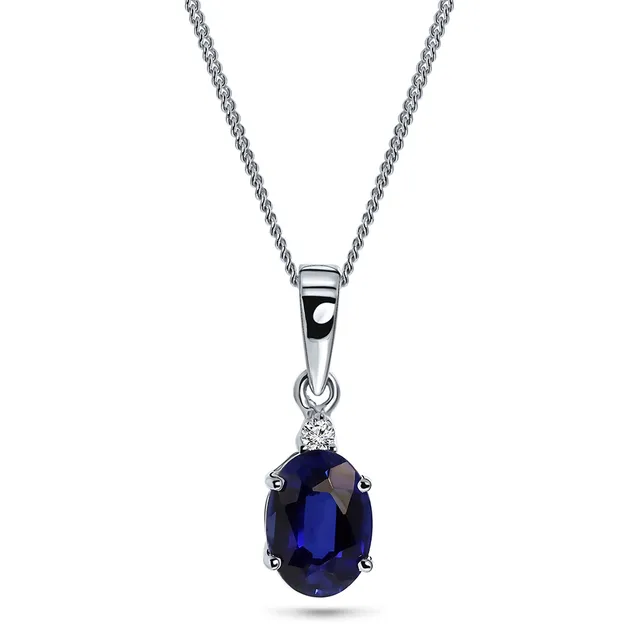 Miore Necklace Collana Oro Bianco 9Kt Zaffiro Blu