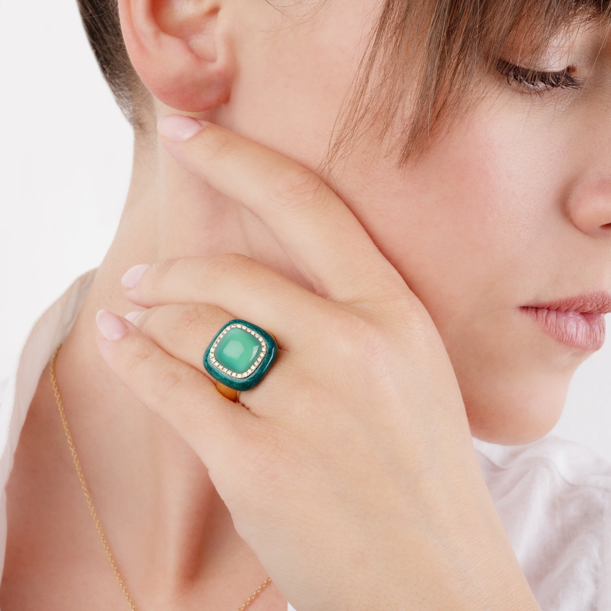 Noi Gioielli Firenze 1873 Mistica anello oro giallo agata verde 0,20 ct