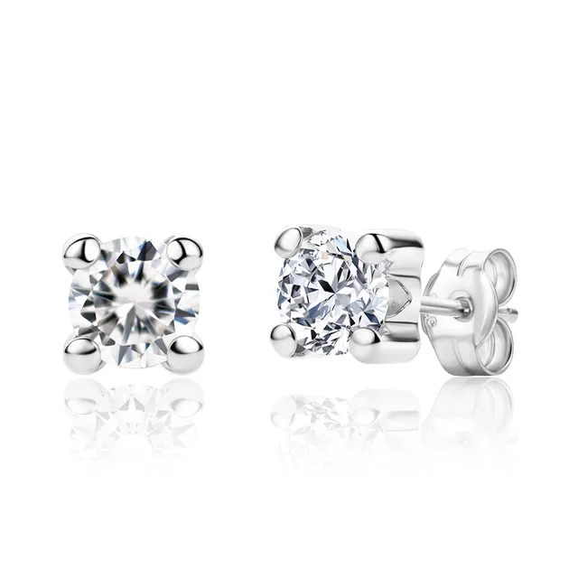 MIORE Orecchini Oro Bianco 9 Kt Zirconia Cubica