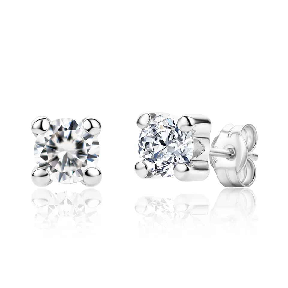 MIORE Orecchini Oro Bianco 9 Kt Zirconia Cubica
