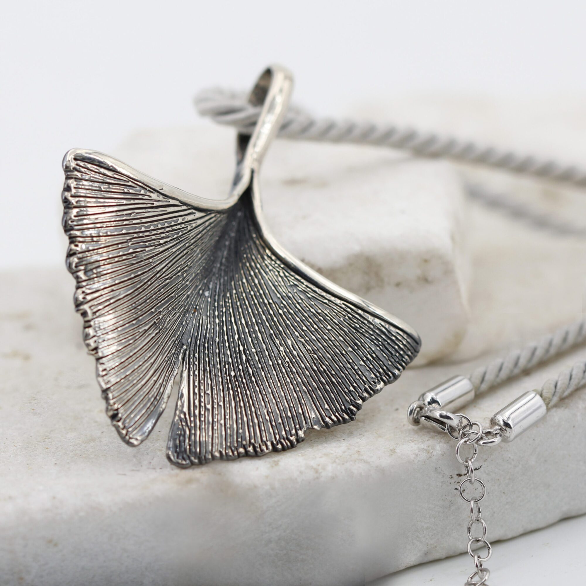 Anna Gioielli Pendenti ciondolo argento foglia Ginkgo 66mm