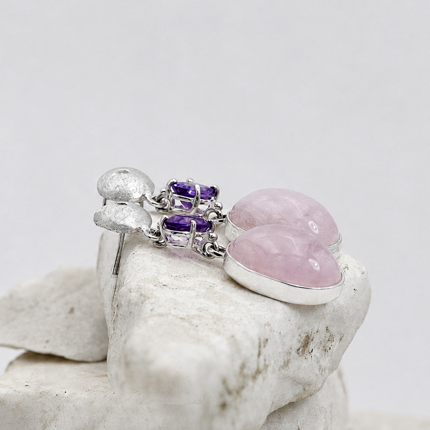 Anna Gioielli Orecchini argento morganite ovale ametista