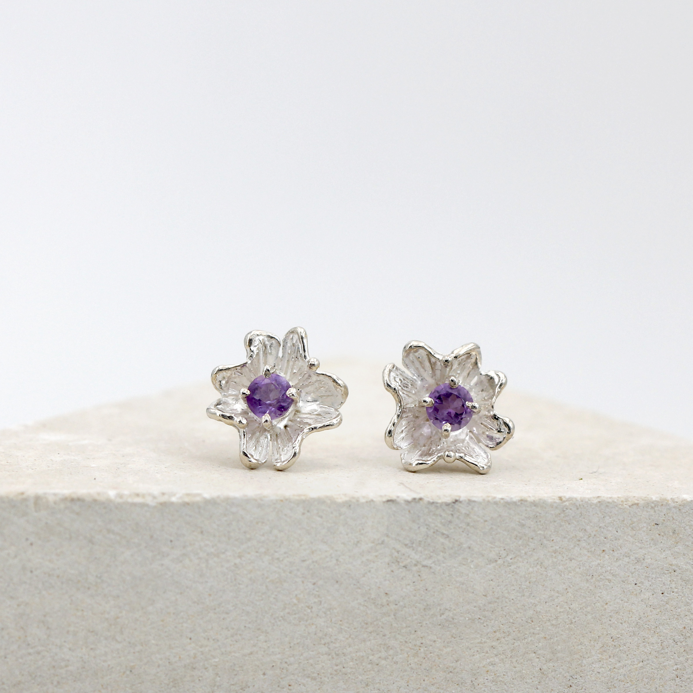 Anna Gioielli Orecchini fiore argento ametiste 10 mm perno