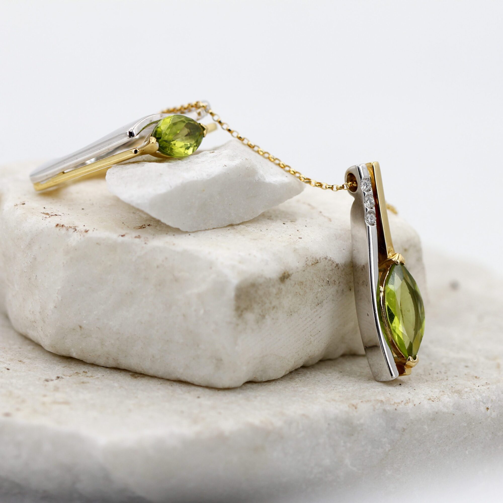 Anna Gioielli Gioielli Classici anello oro peridoto marquise diamante