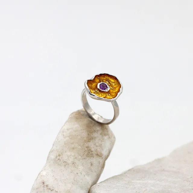 Anna Gioielli Winter Flower Small anello argento ametista