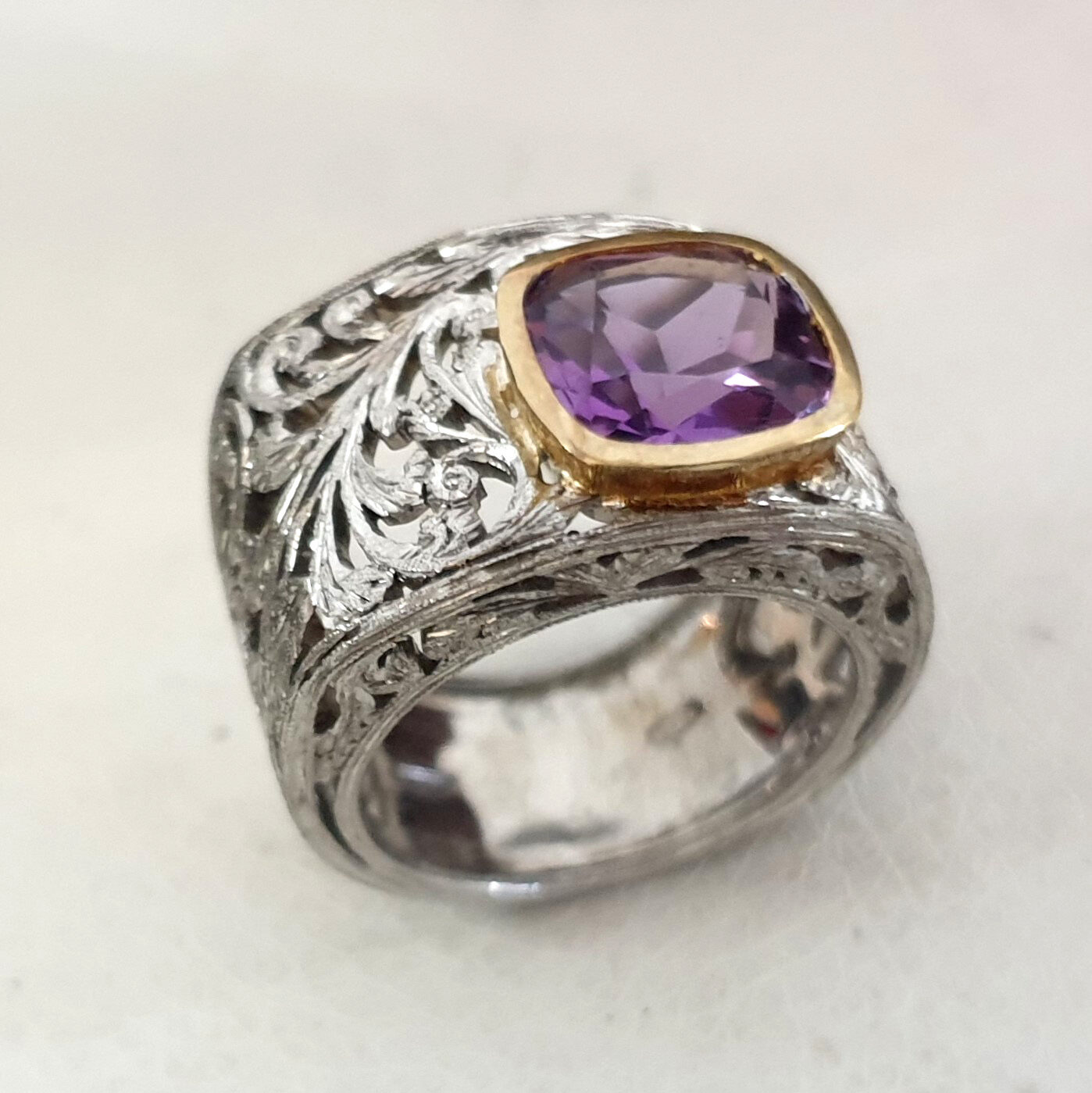 Anna Gioielli Jolly Jewels Ametista anello oro argento asimmetrico
