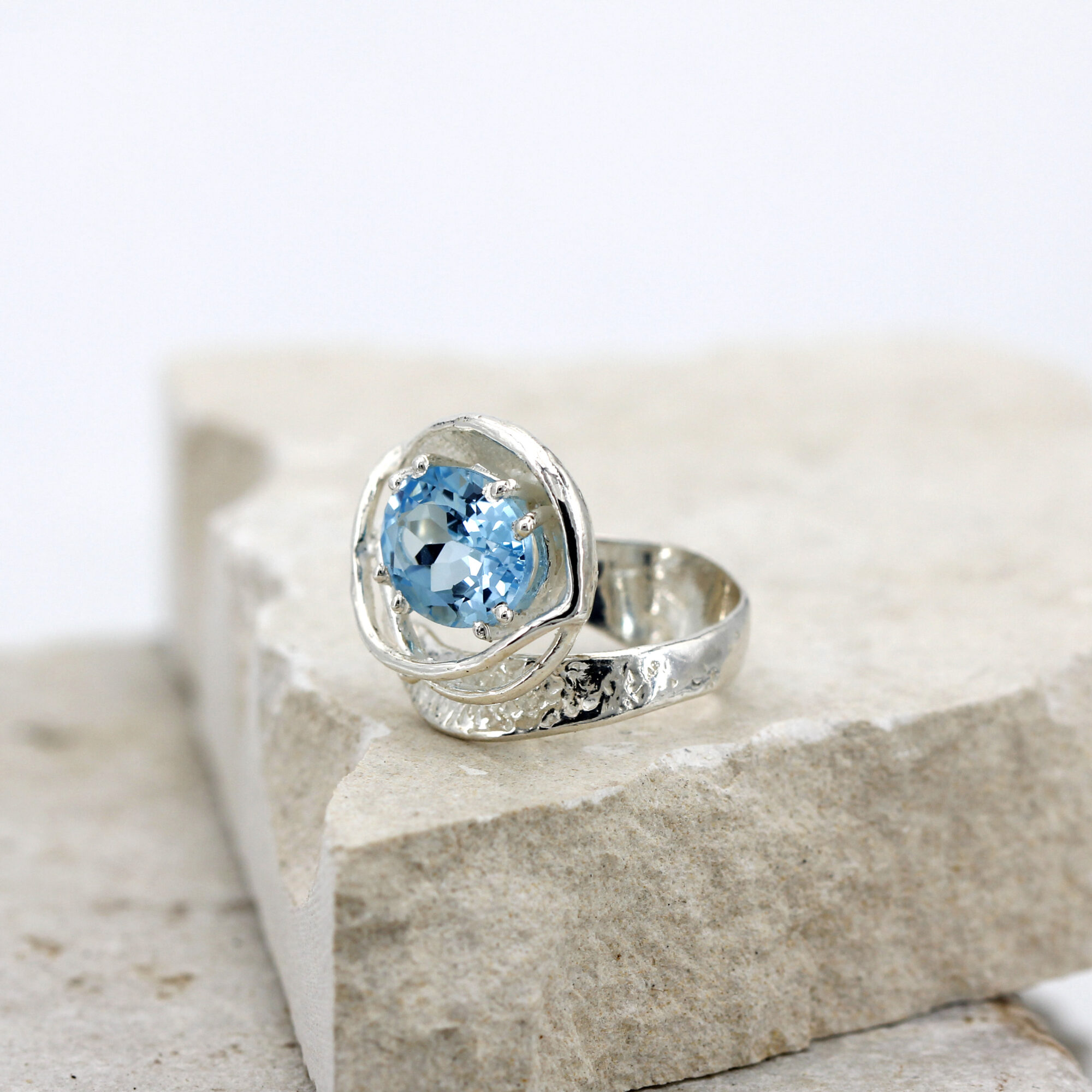 Anna Gioielli Anelli anello argento topazio blu 12x9 mm regolabile