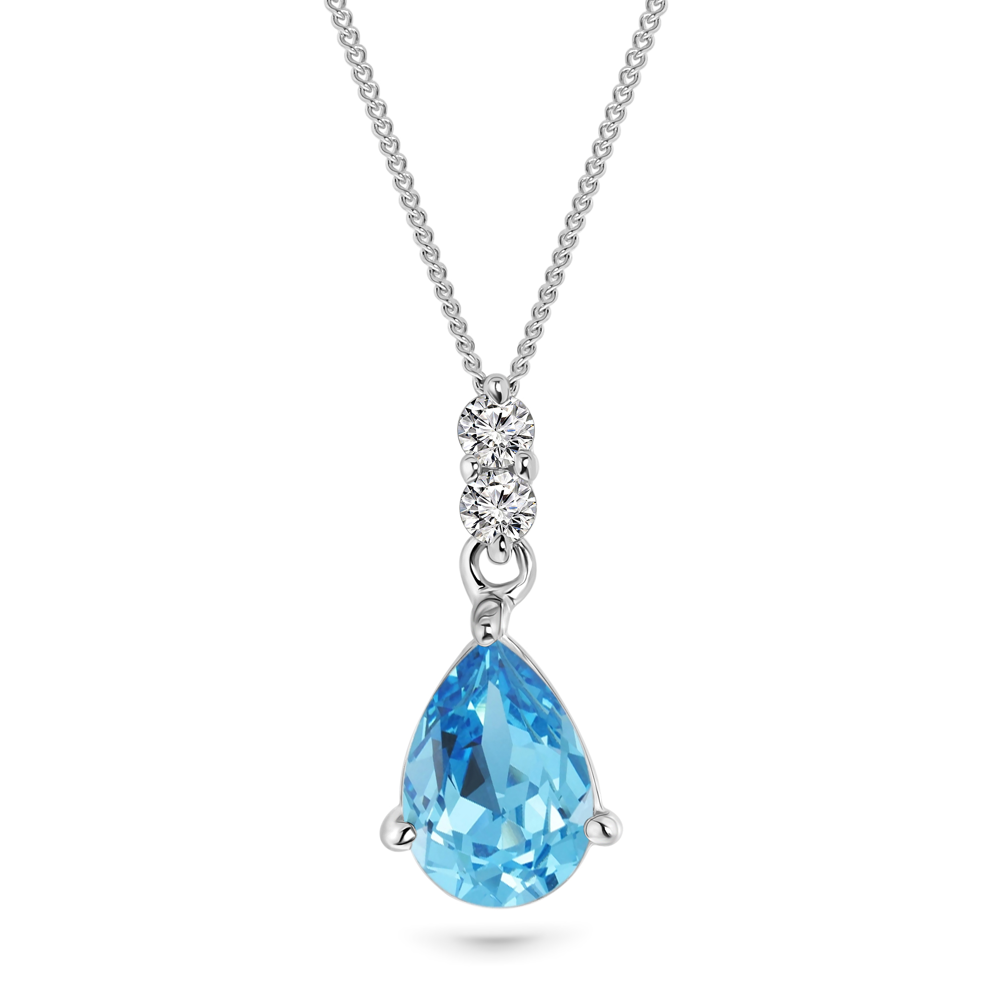 Miore Collana Oro Bianco 9Kt Topazio Blu