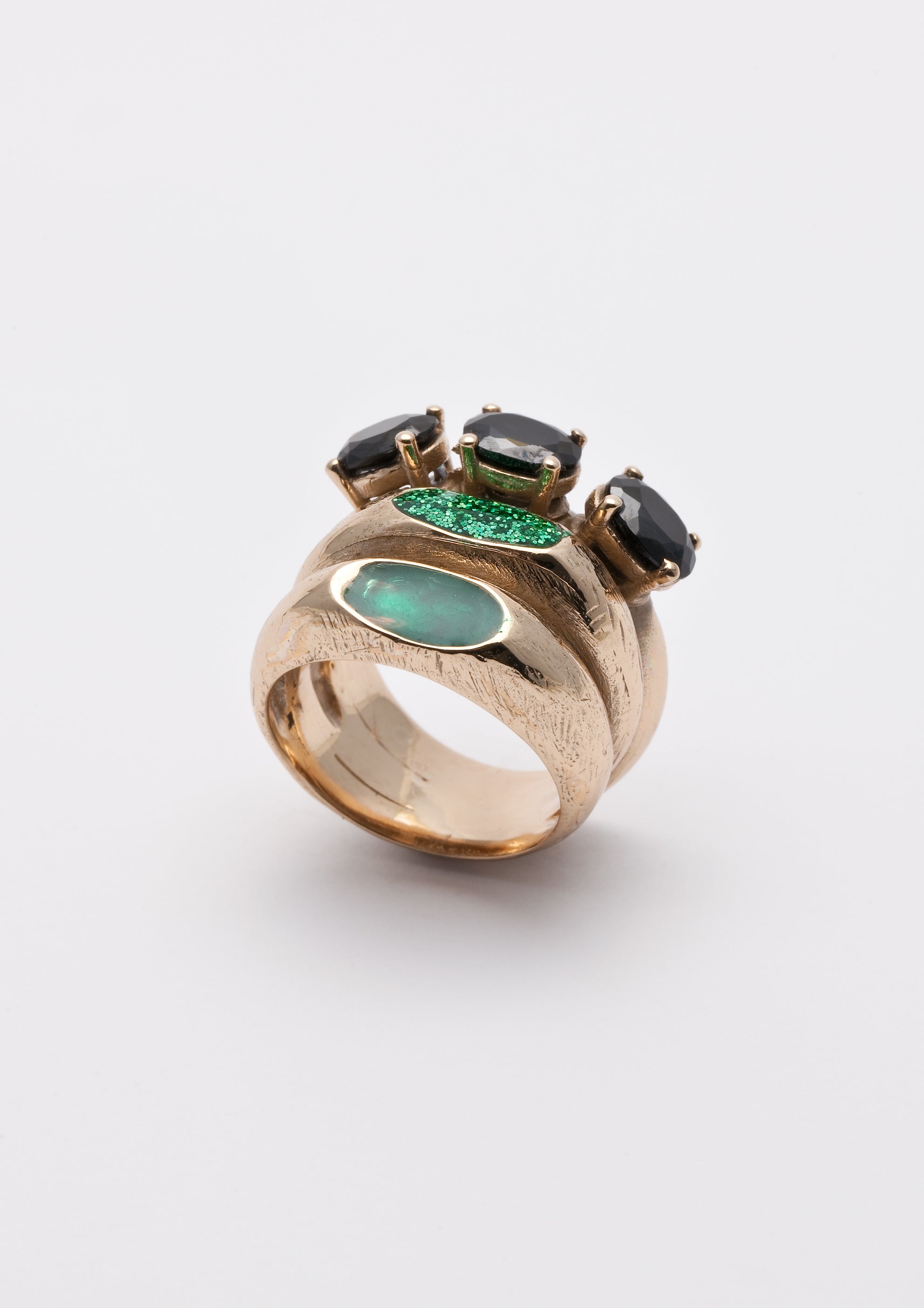 Voodoo Jewels Bold Shapes Cautha Anello bronzo dorato pietre