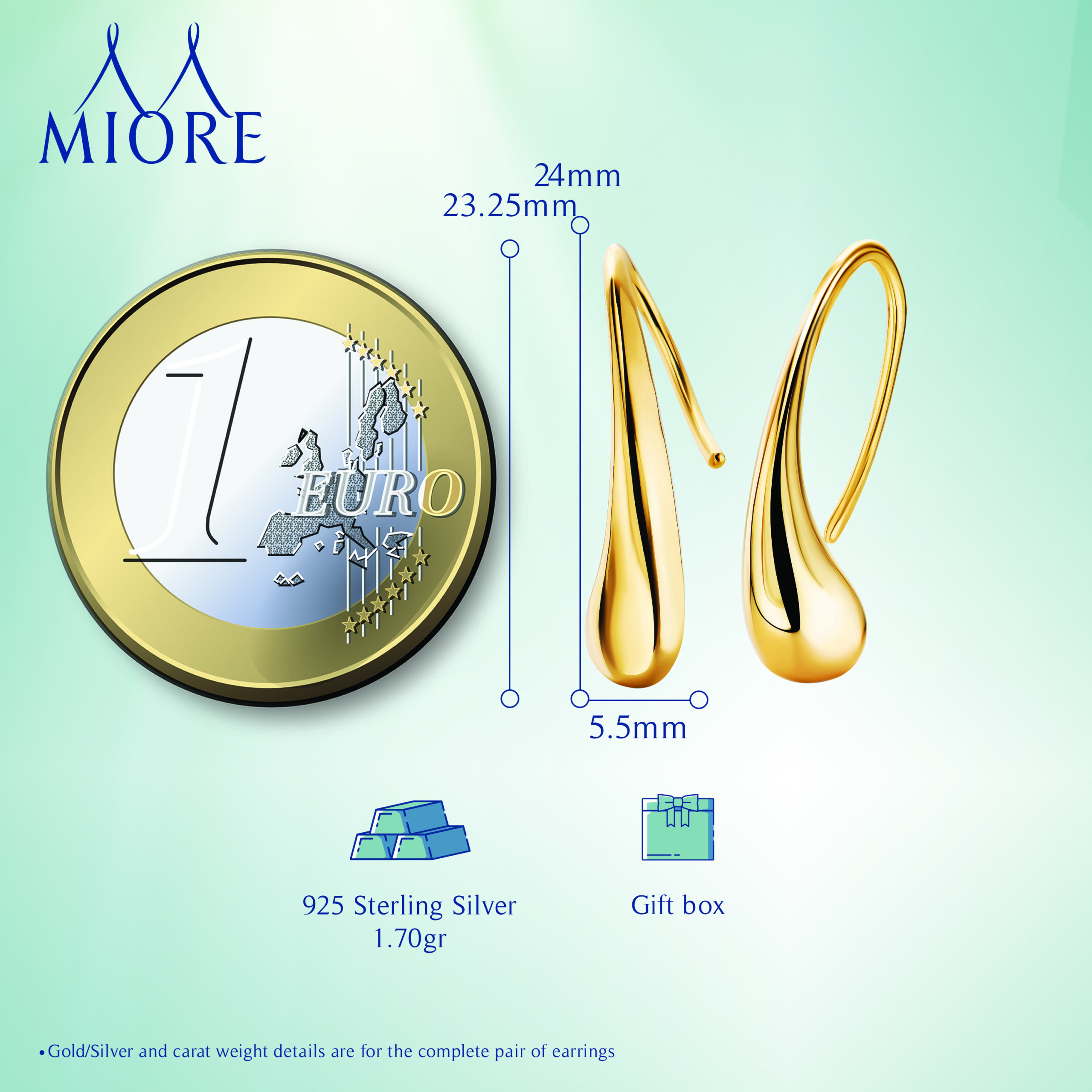MIORE orecchini argento 925 placcato oro giallo