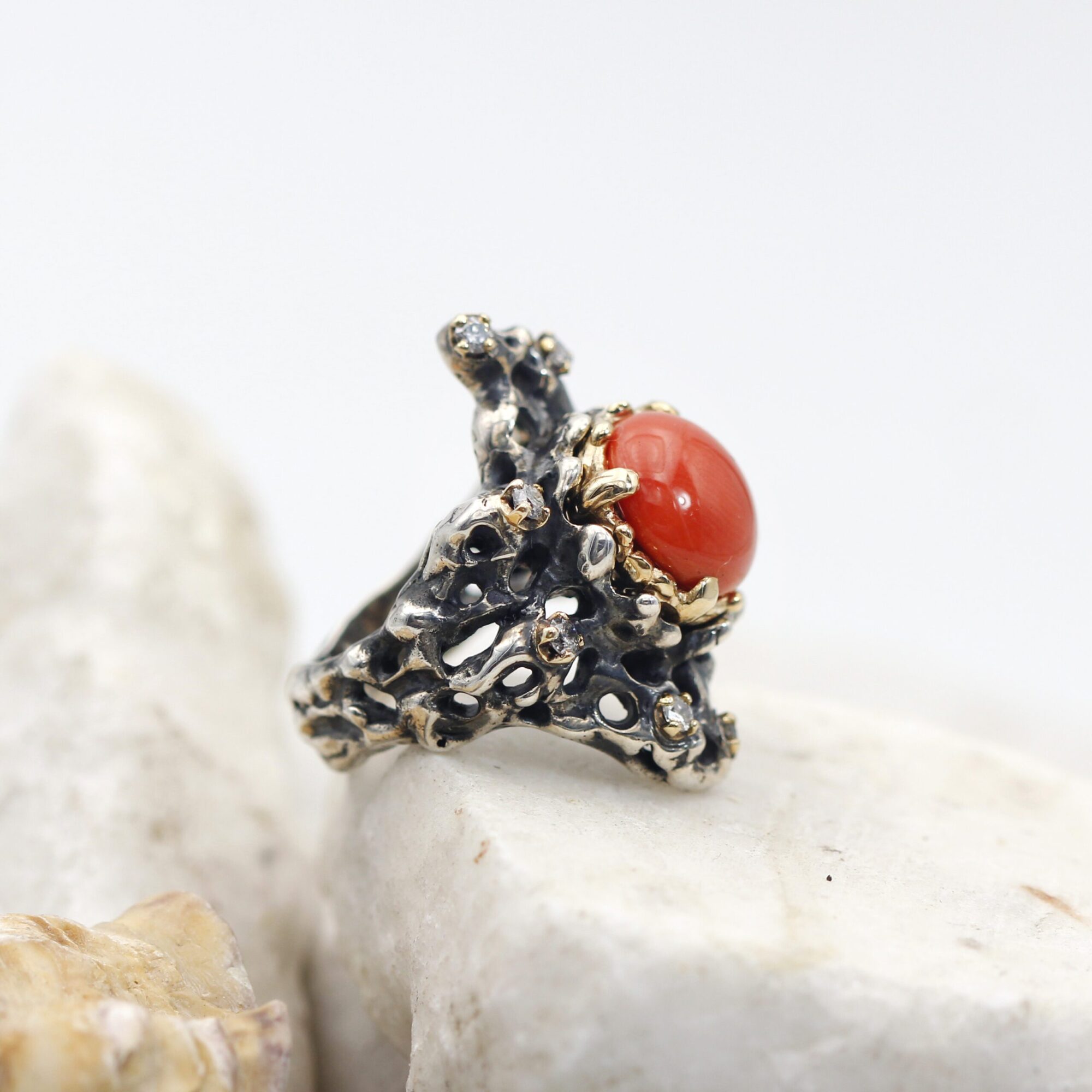 Anna Gioielli Jolly Jewels anello argento oro corallo diamanti