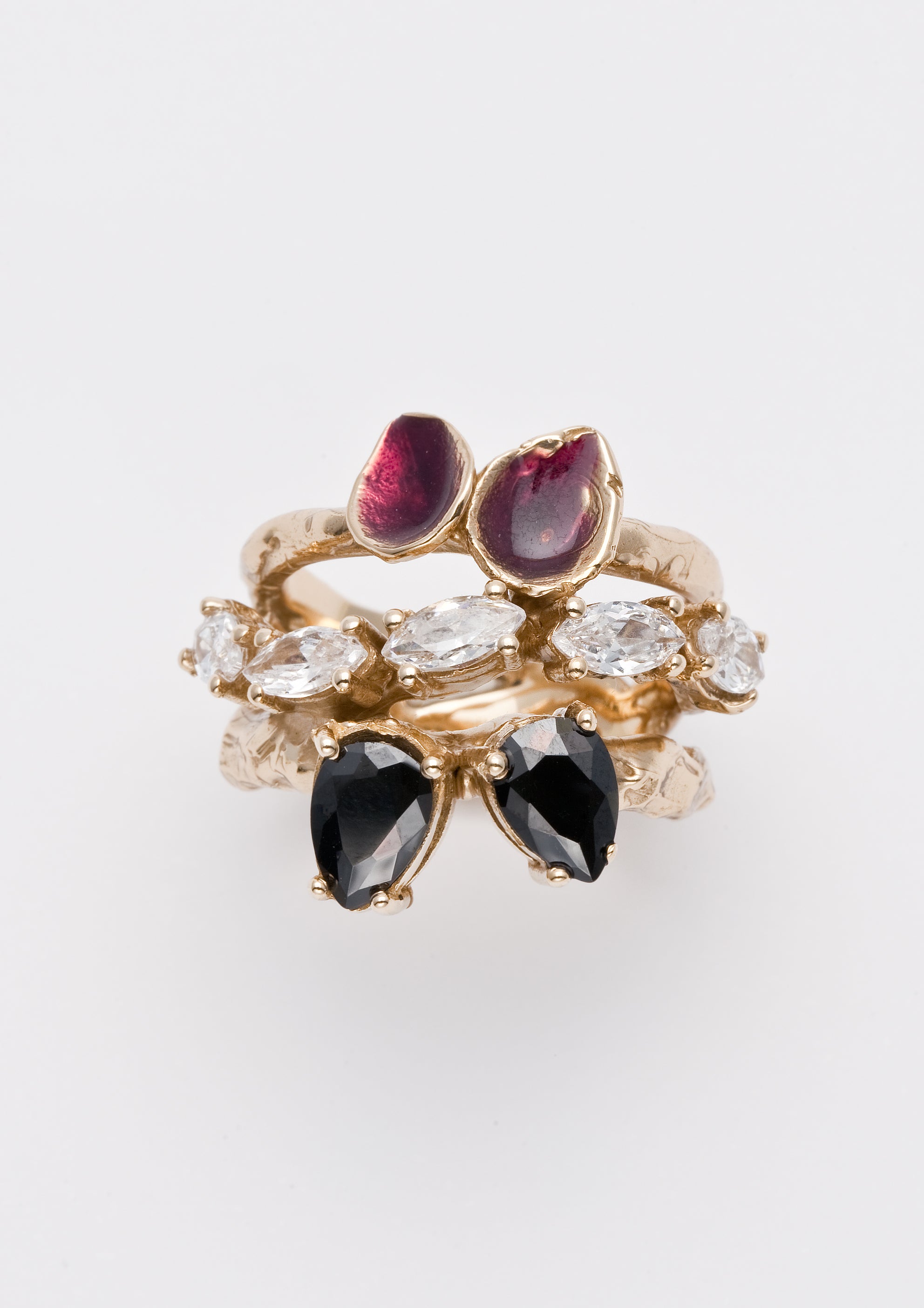 Voodoo Jewels Bold Shapes White Grivilea anello oro goccia