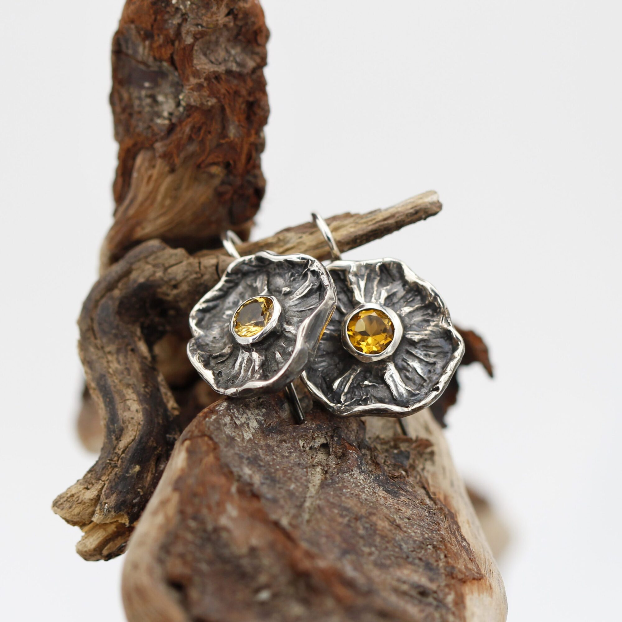 Anna Gioielli Winter Flower orecchini argento 925 quarzo citrino