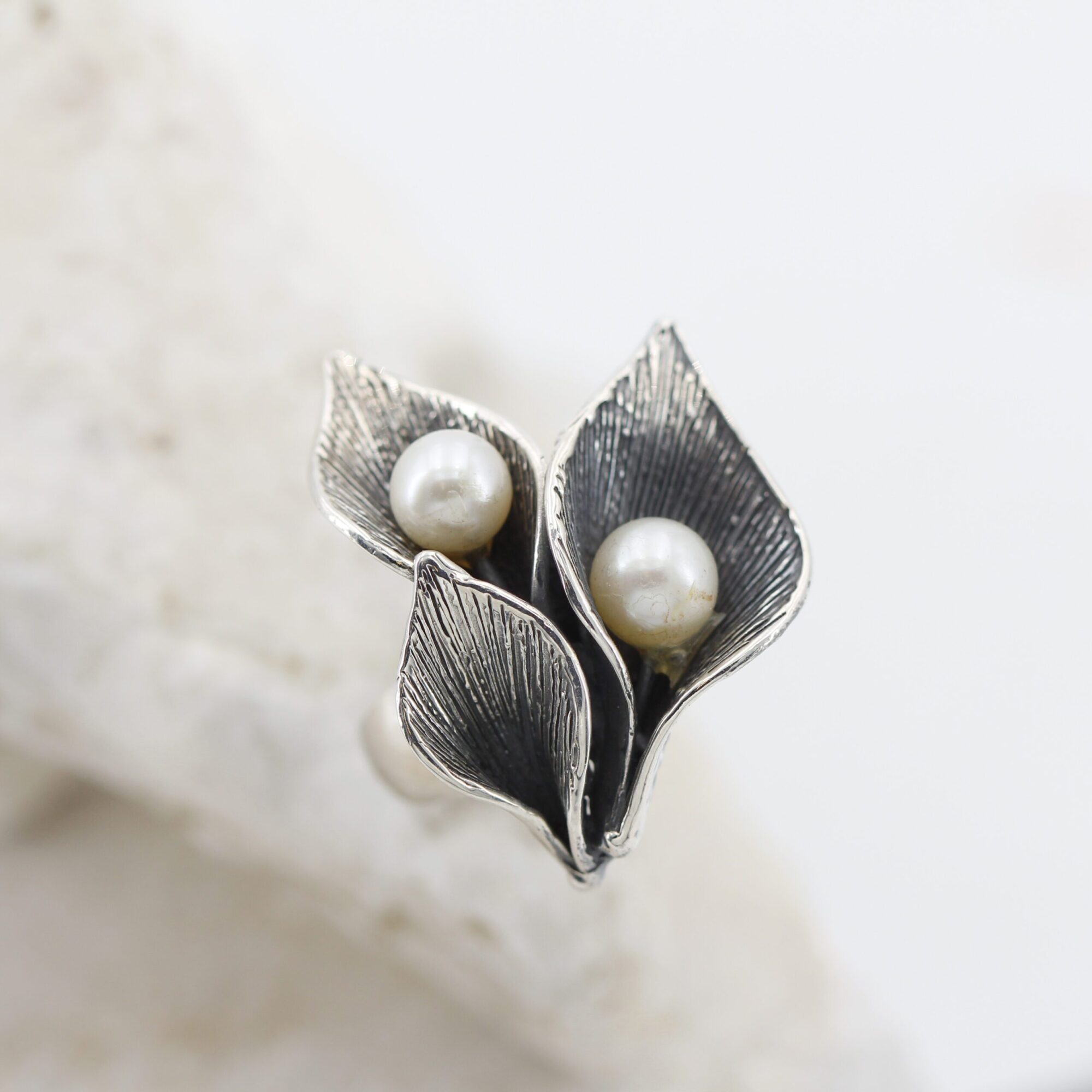 Anna Gioielli Anelli Anello Tre Calle Argento Perle Acqua Dolce