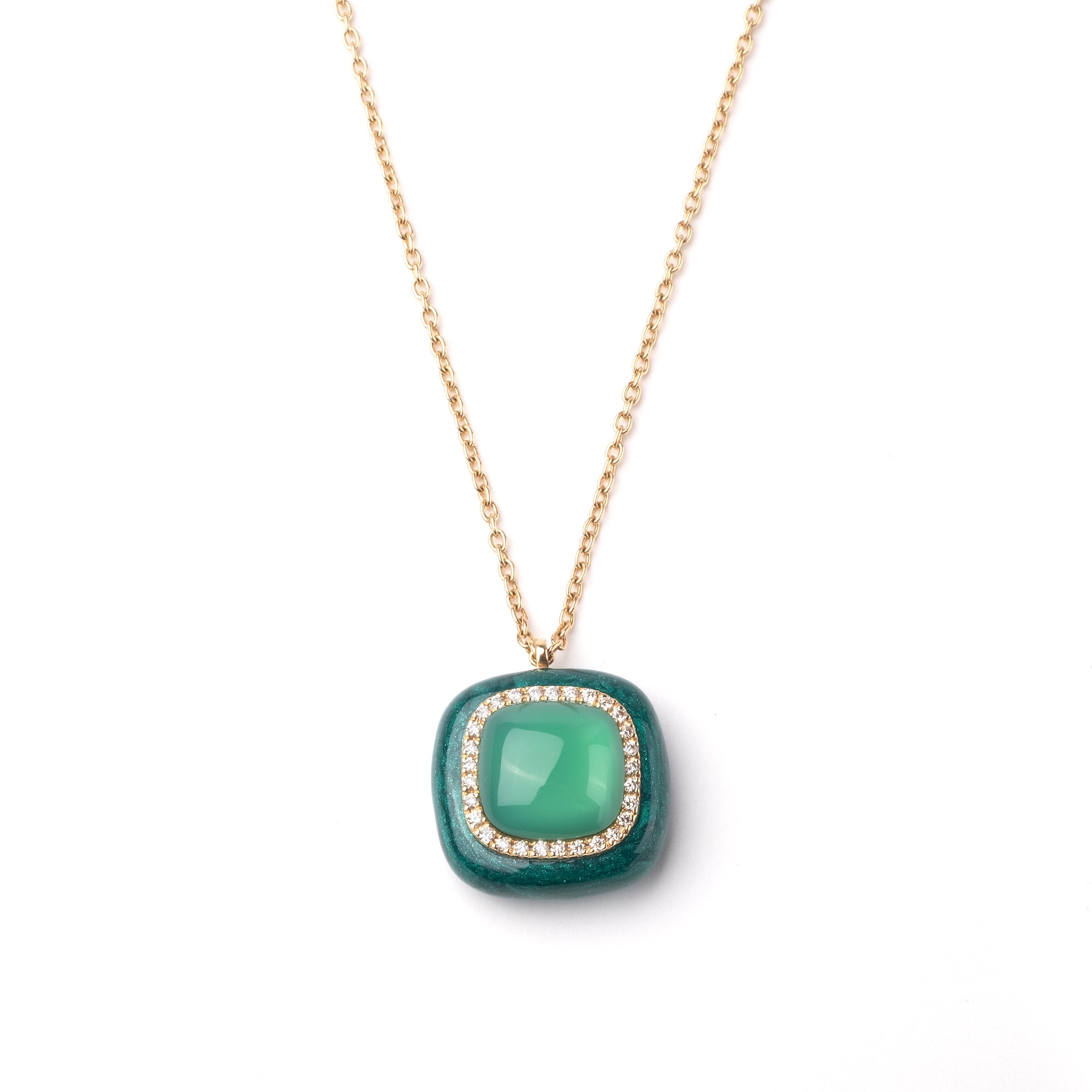 Noi Gioielli Mistica ciondolo oro giallo agata verde evergreen