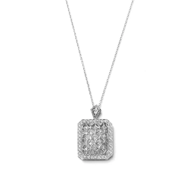 Noi Gioielli Ornato Pendente oro bianco 18k diamanti 0,38 ct