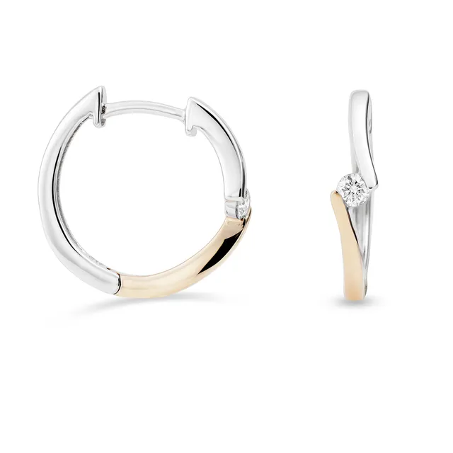 Miore Orecchini Oro Bicolore 9Kt Giallo Bianco