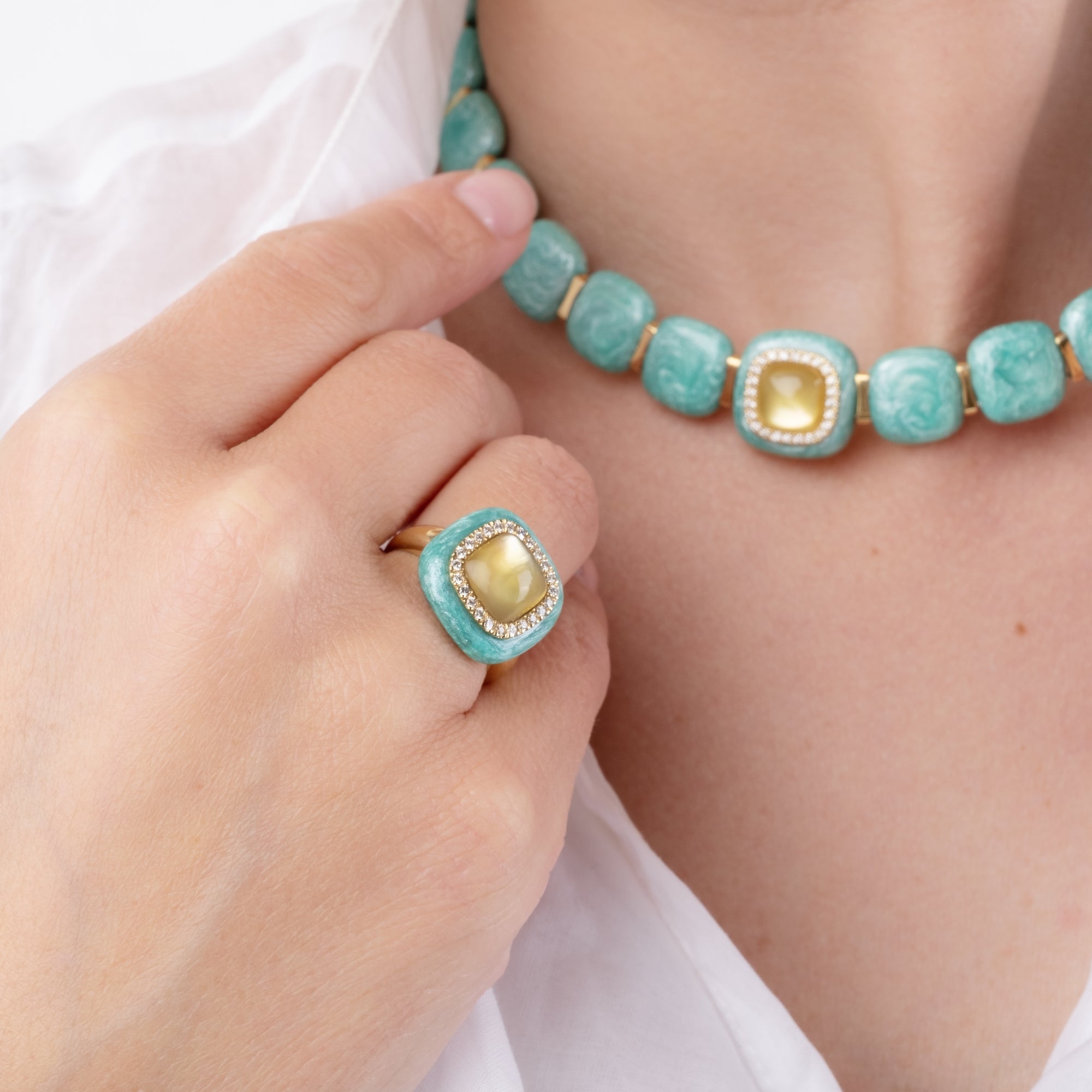 Noi Gioielli Firenze 1873 Mistica collana oro giallo citrino menta