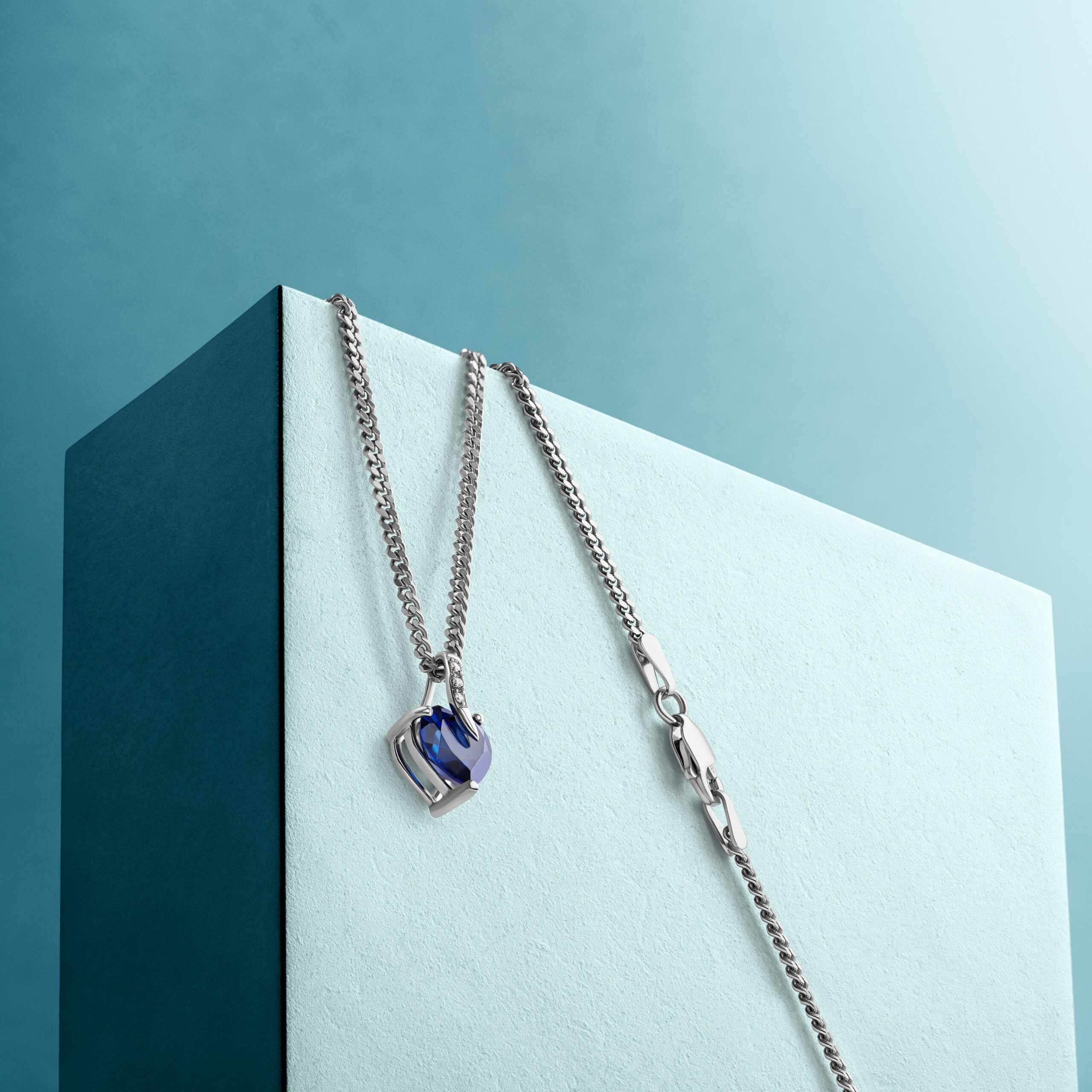 Miore Necklace collana argento 925 zaffiro blu
