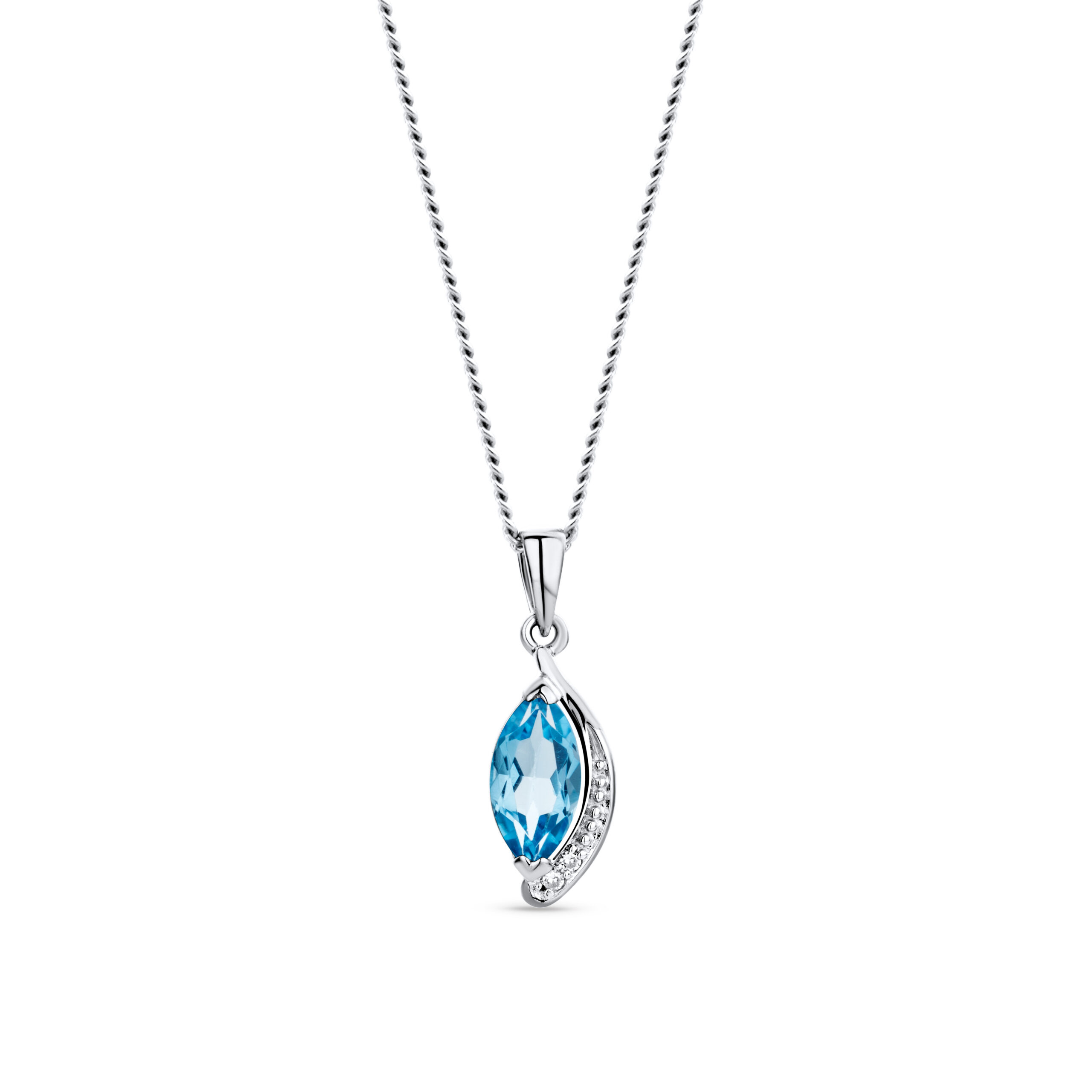 Miore Necklace collana oro bianco 9kt topazio blu