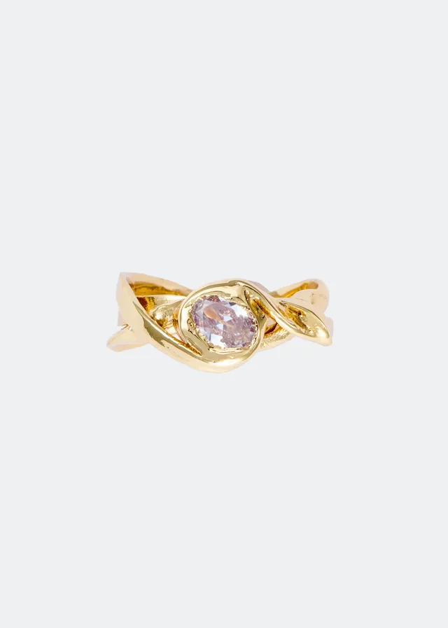 Voodoo Jewels Sun anello bronzo placcato oro zirconi